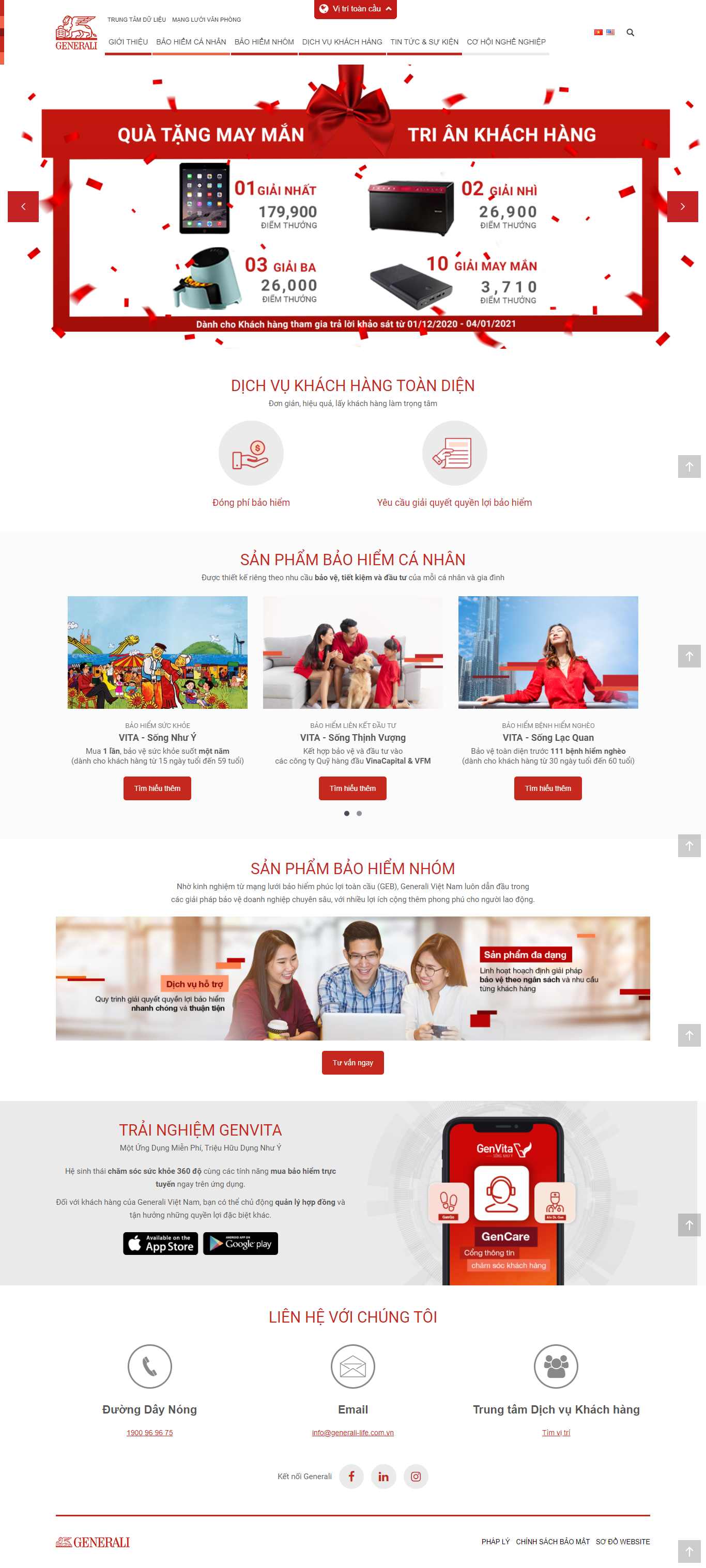 Thiết kế Web bán bảo hiểm generali-life.com.vn