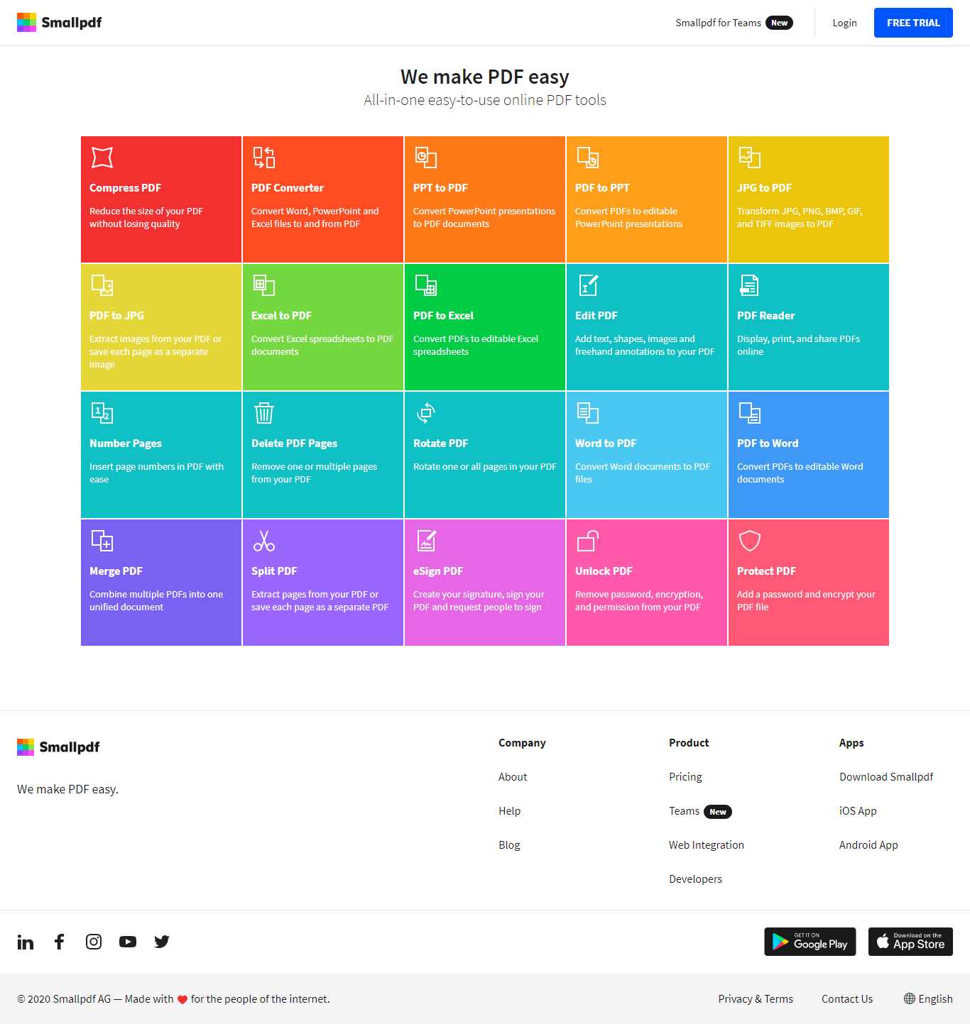 Thiết kế Web bán, chia sẻ tài liệu trực tuyến smallpdf.com