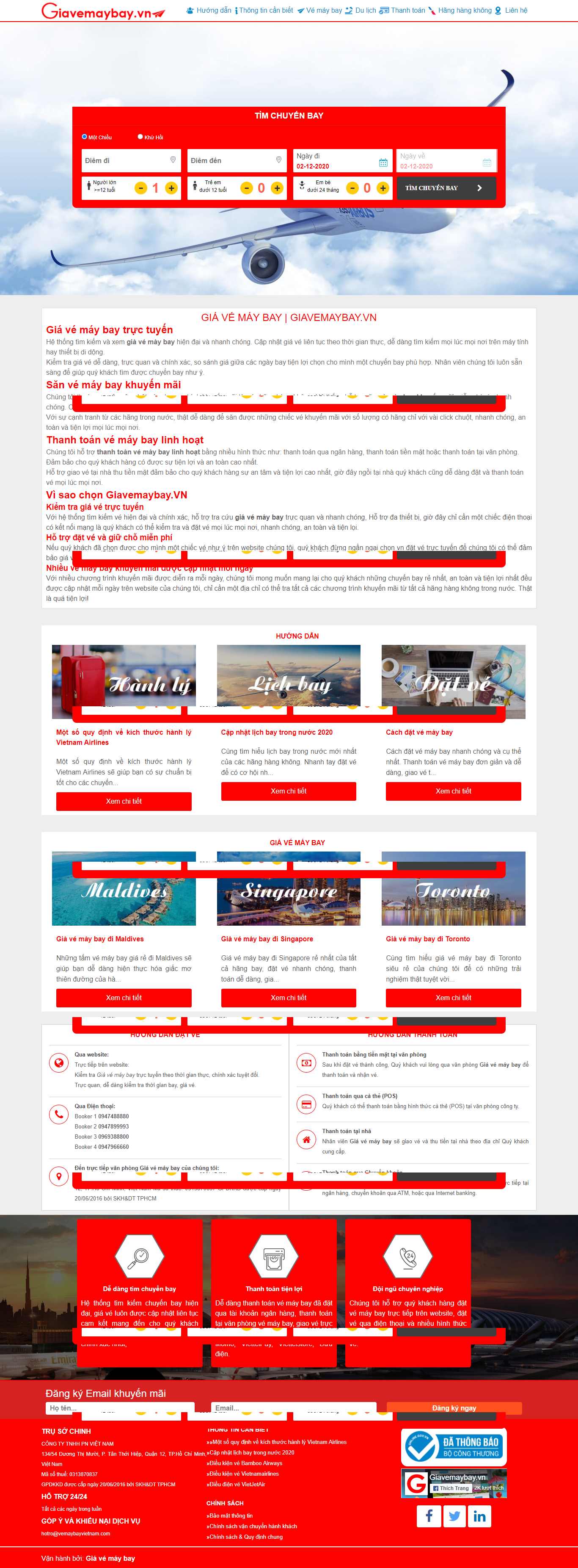 Thiết kế Web vé máy bay giá rẻ giavemaybay.vn