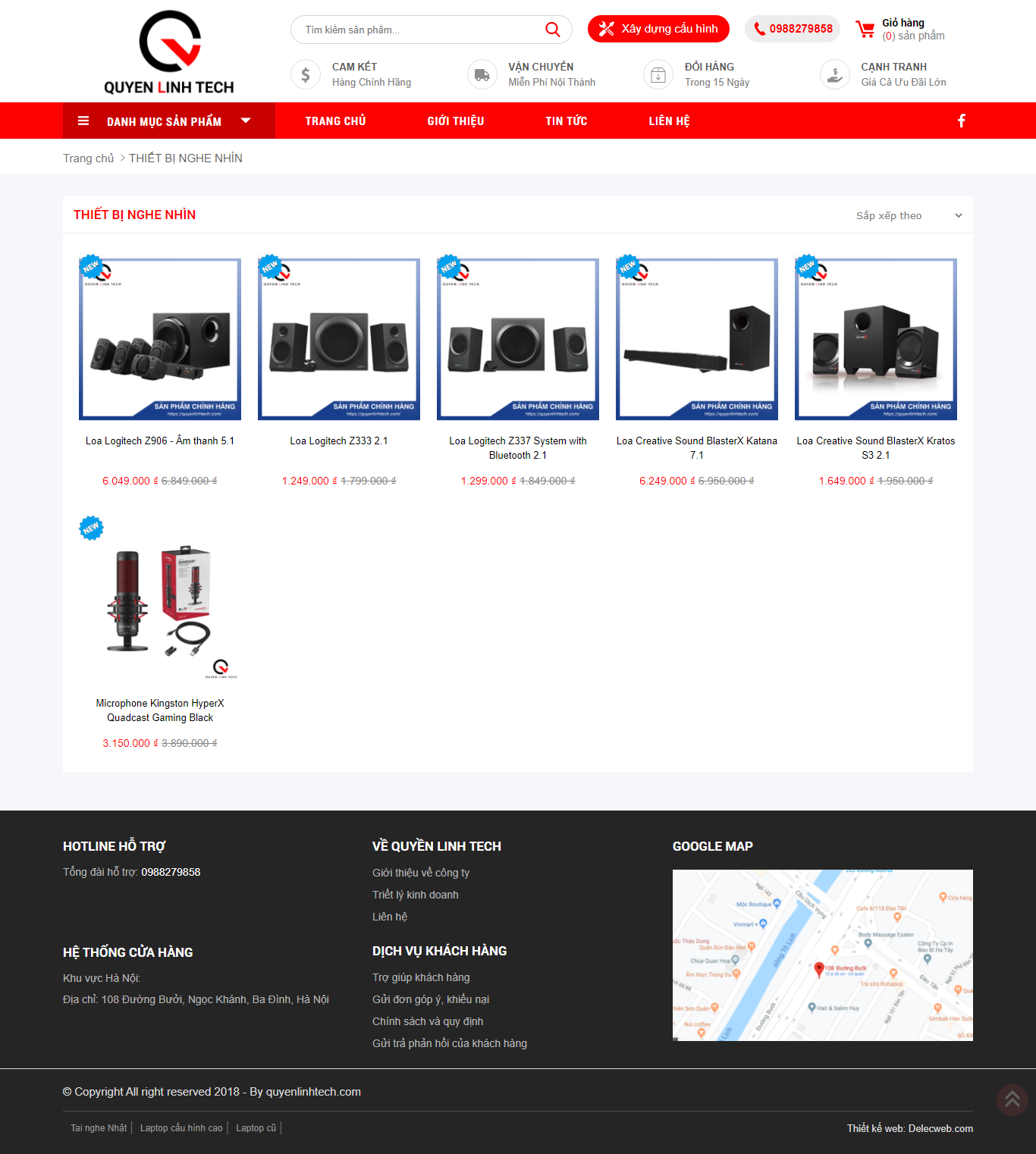 Thiết kế Web bán thiết bị nghe nhìn quyenlinhtech.com