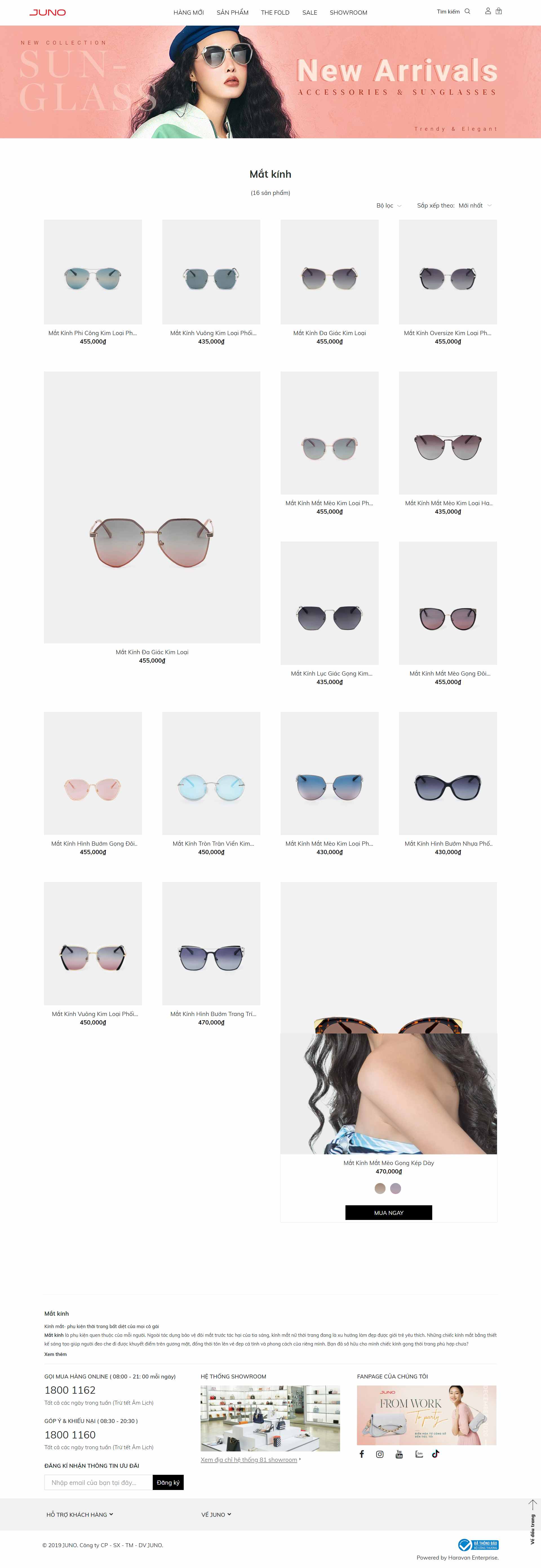 Thiết kế Web kính mắt thời trang, cao cấp juno.vn