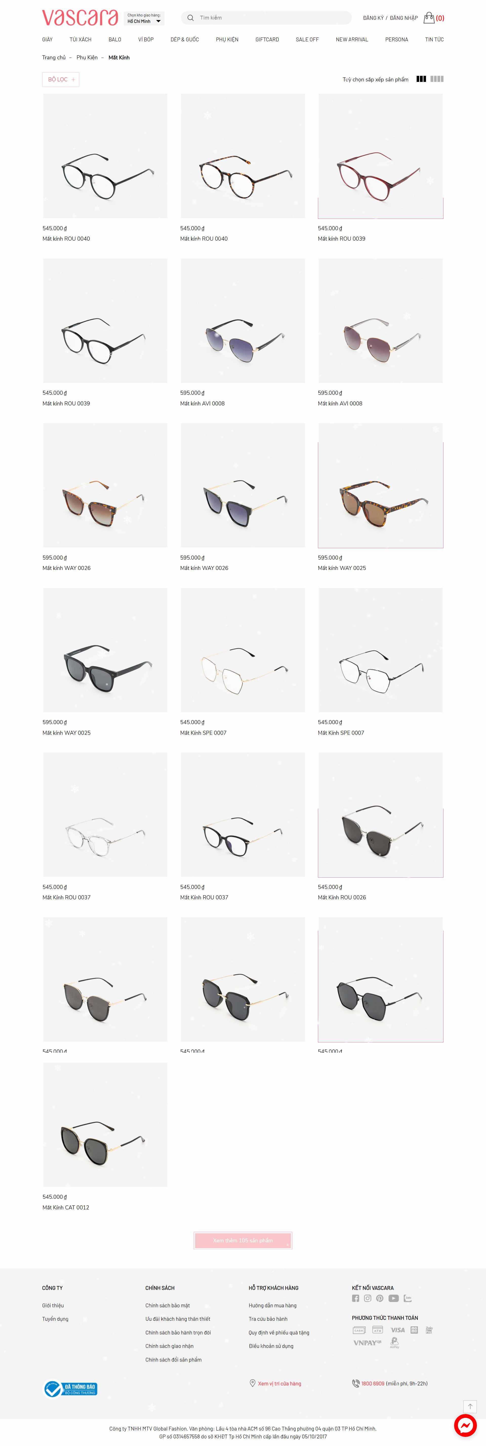 Thiết kế Web kính mắt thời trang, cao cấp vascara.com