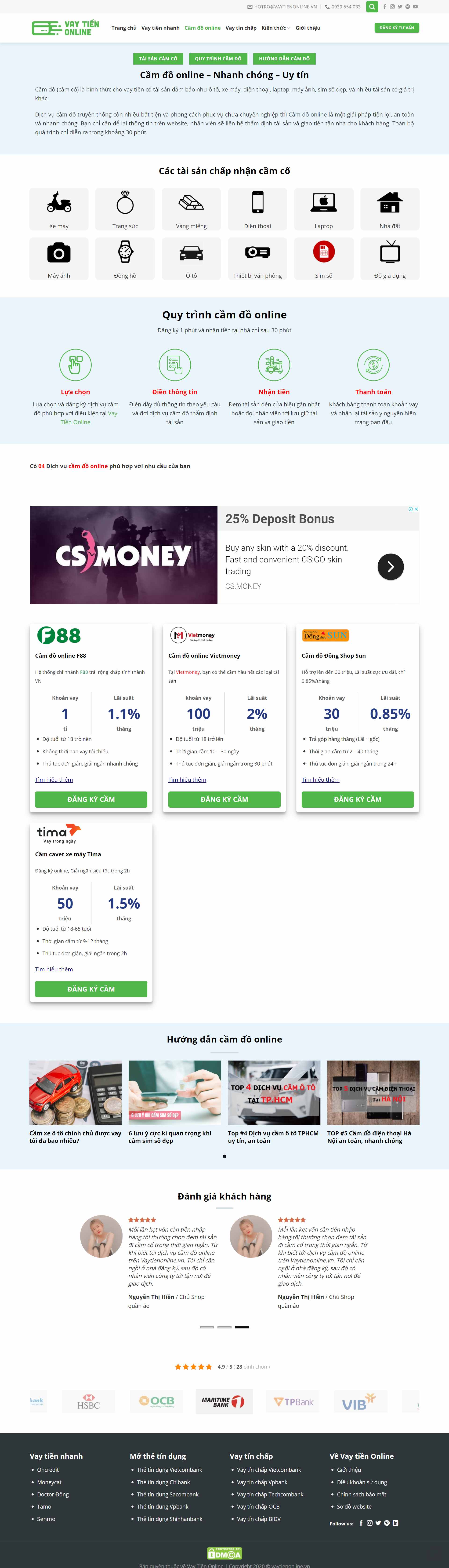 Thiết kế Web cầm đồ uy tín vaytienonline.vn