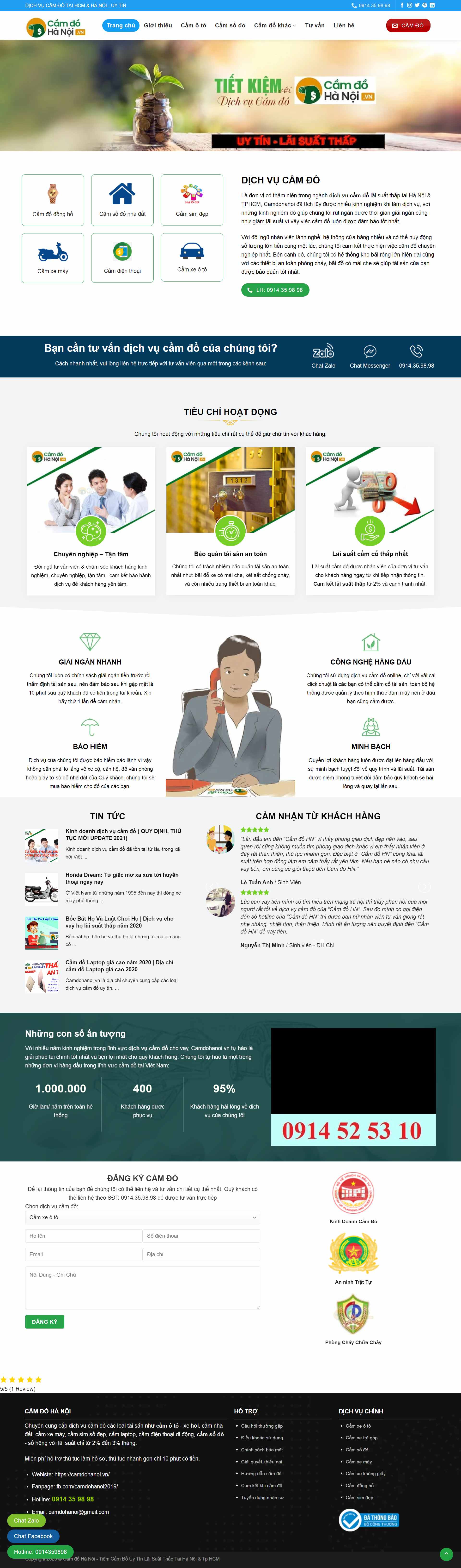 Thiết kế Web cầm đồ uy tín camdohanoi.vn