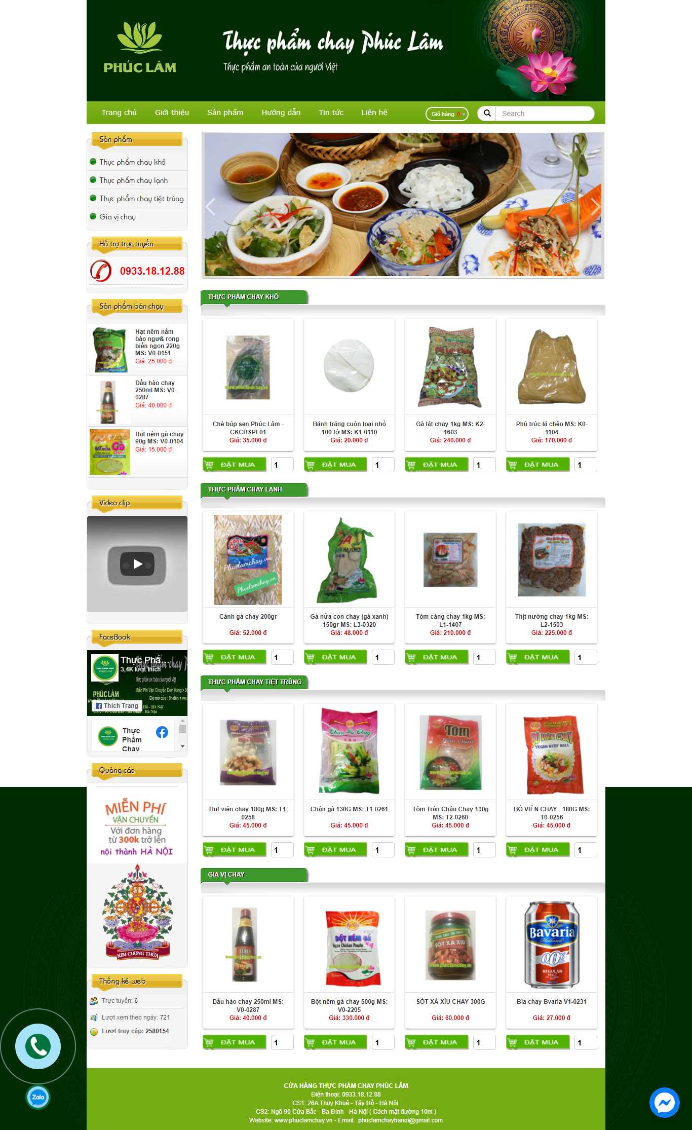 Thiết kế Web bán đồ ăn chay phuclamchay.vn