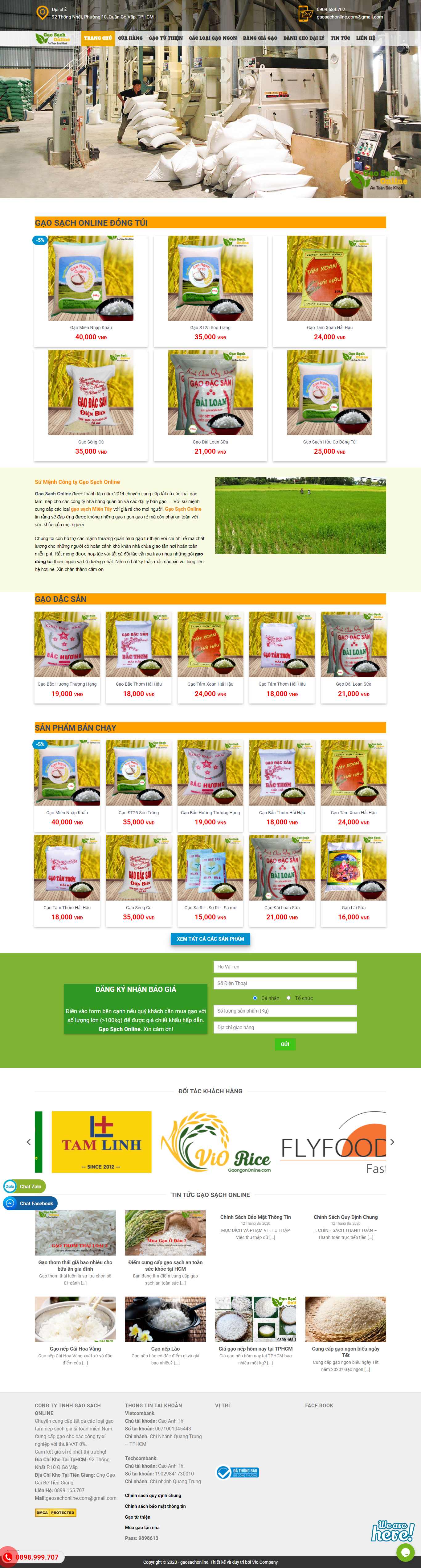 Thiết kế Web bán gạo sạch gaosachonline.com