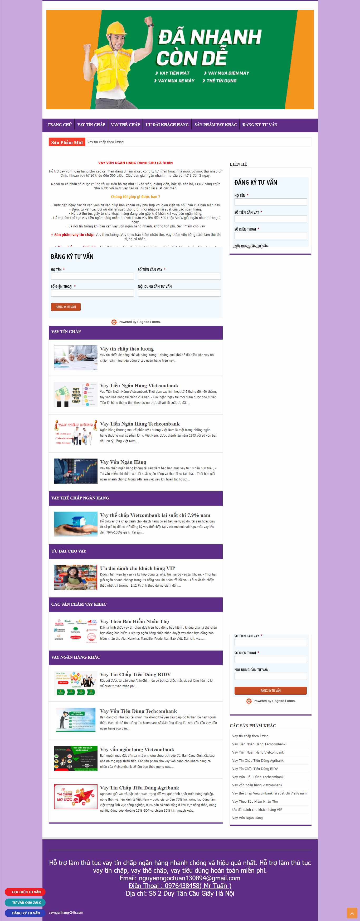 Thiết kế Web vay vốn tín dụng ngân hàng vaynganhang-24h.com
