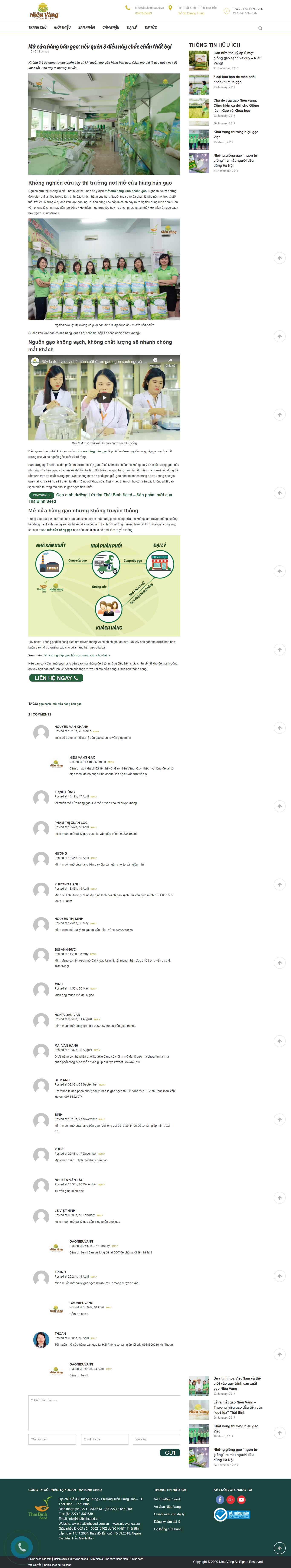 Thiết kế Web bán gạo sạch nieuvang.com