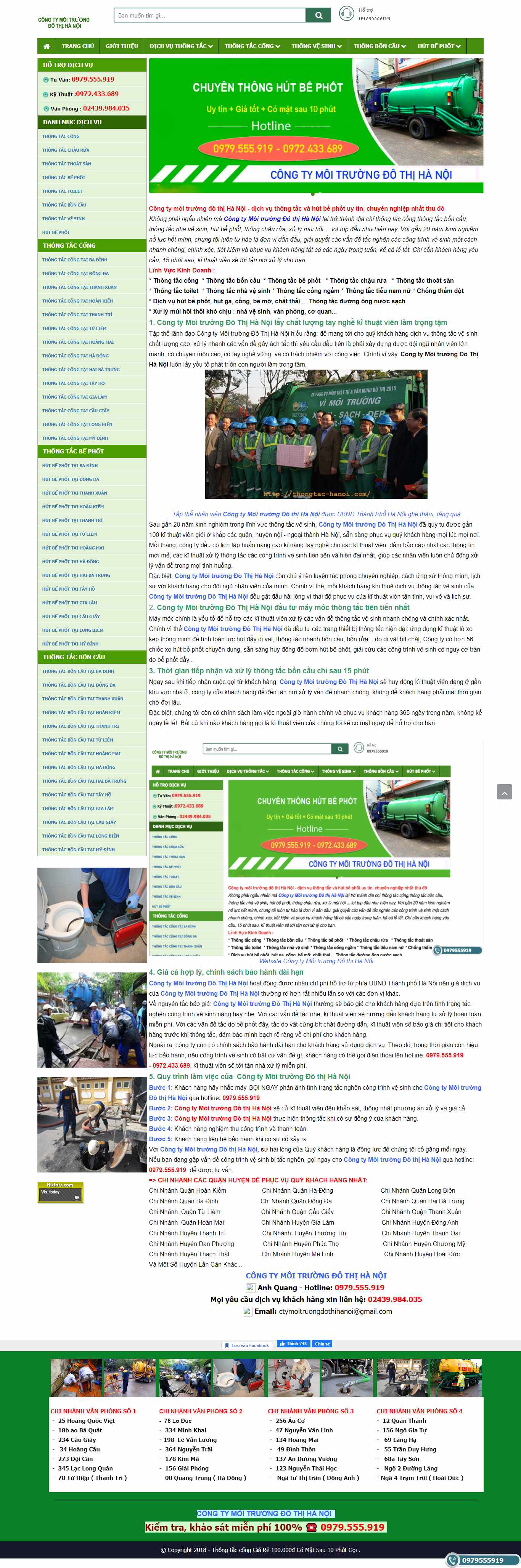 Thiết kế Web dịch vụ thông tắc công thongtac-hanoi.com