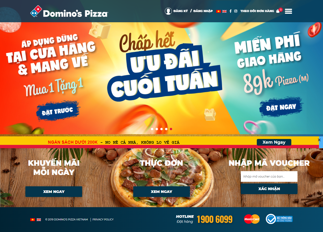Thiết kế Web bán bánh pizza dominos.vn
