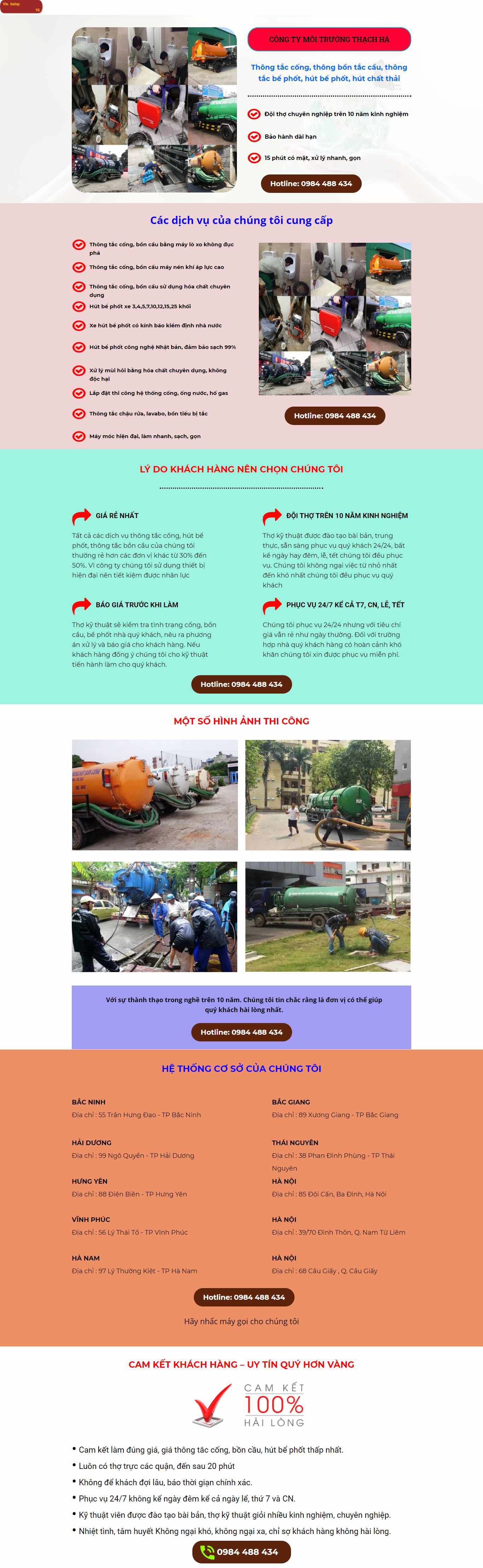 Thiết kế Web dịch vụ thông tắc công moitruongthachha.com