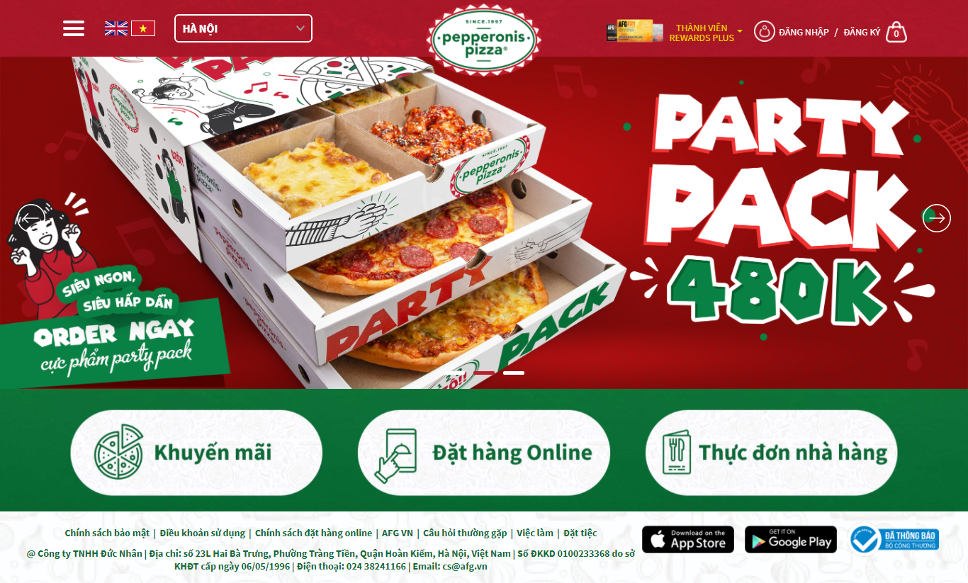 Thiết kế Web bán bánh pizza pepperonis.com.vn