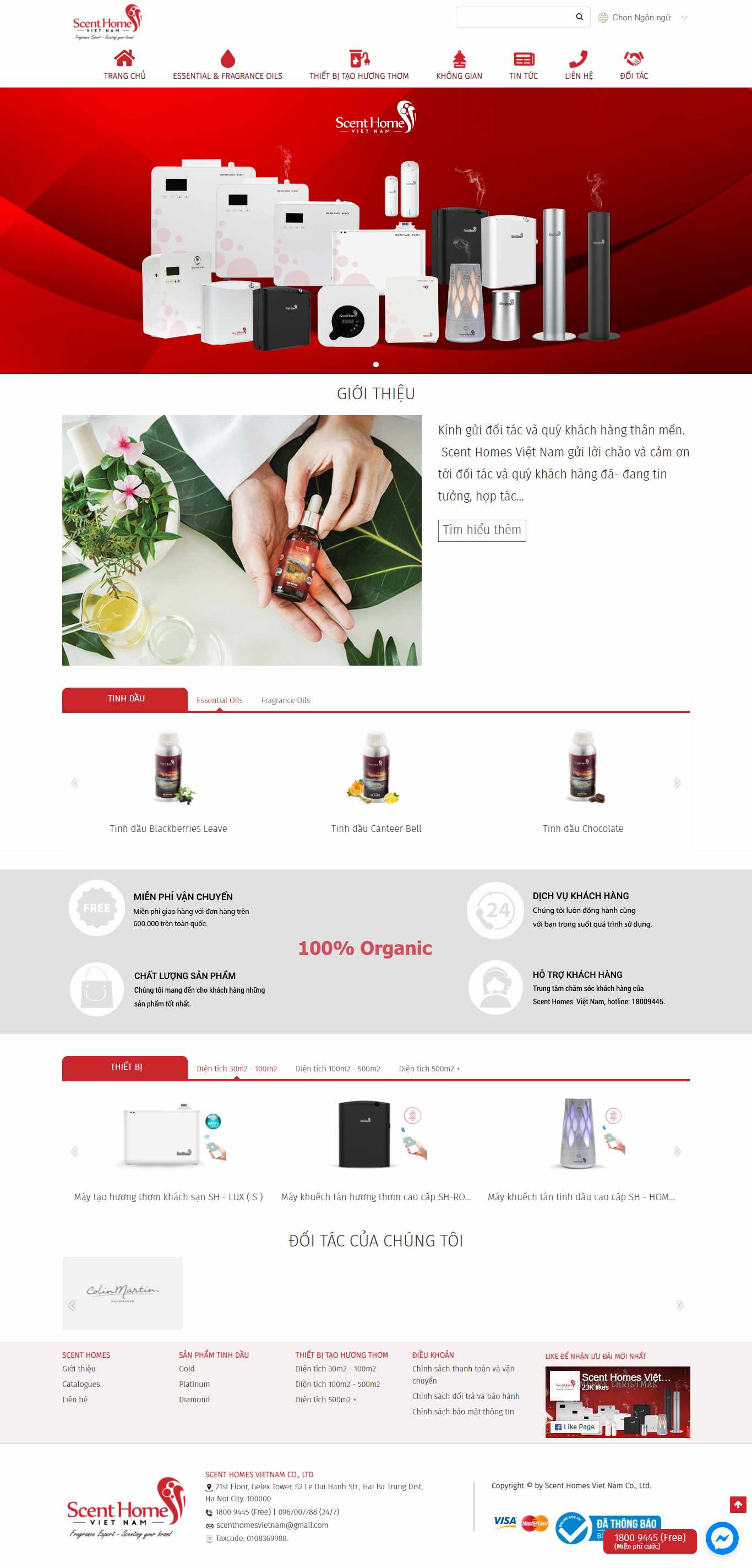 Thiết kế Web bán tinh dầu nguyên chất scenthomes.vn