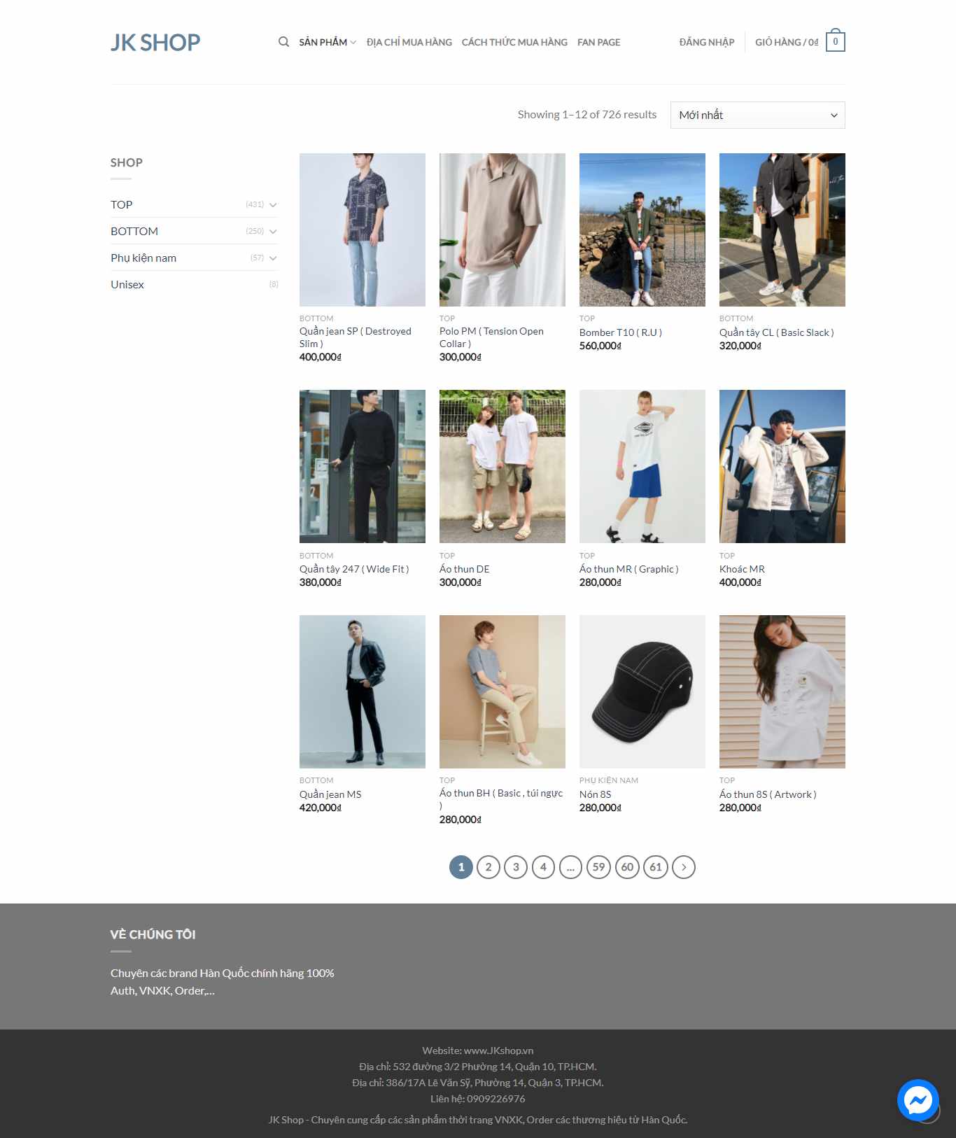 Thiết kế Web bán đồ lót đồ ngủ nam nữ online jkshop.vn