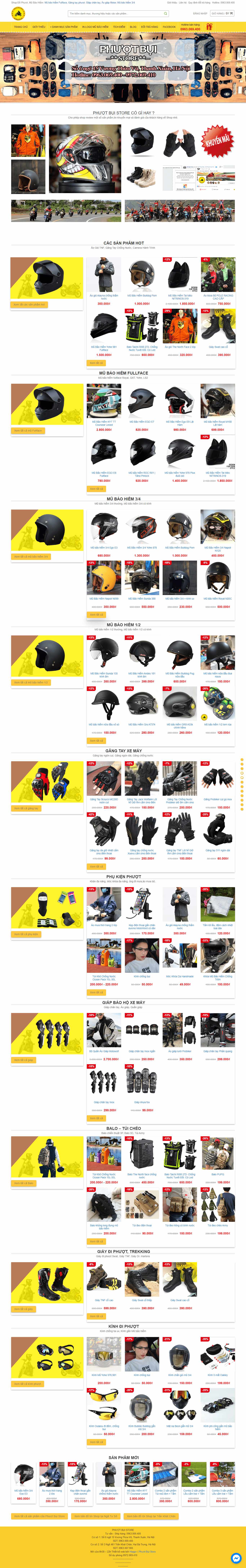 Thiết kế Web bán đồ phượt, vật dụng du lịch bụi phuotbuistore.com