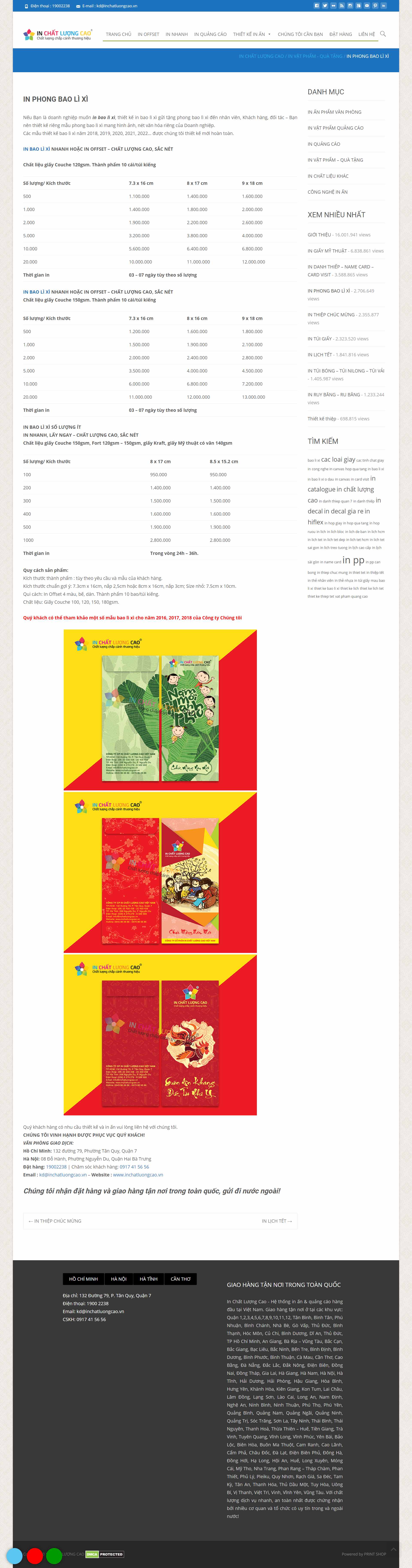 Thiết kế Web bán phong bao lì xì inchatluongcao.vn