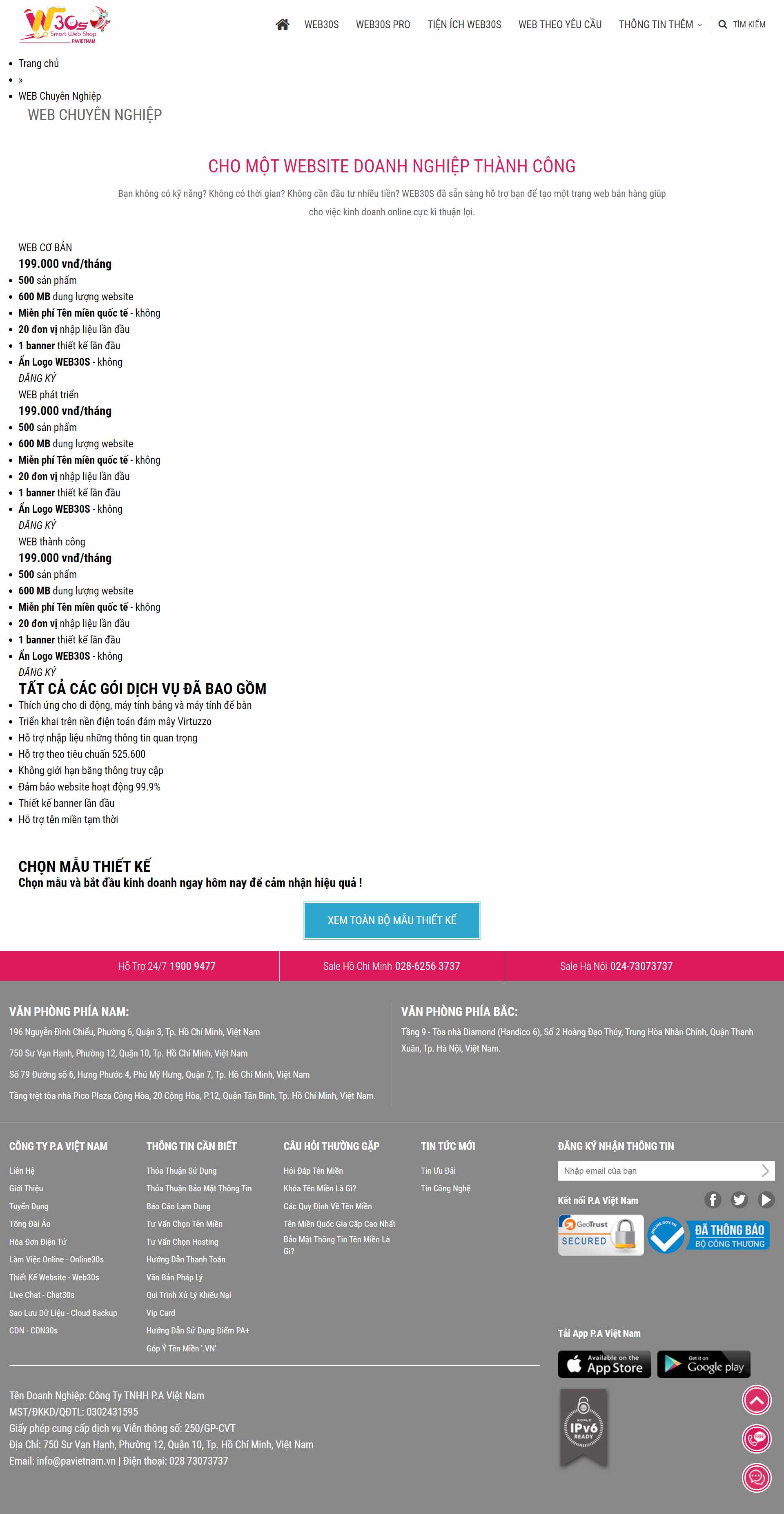 Thiết kế Web pavietnam web.pavietnam.vn