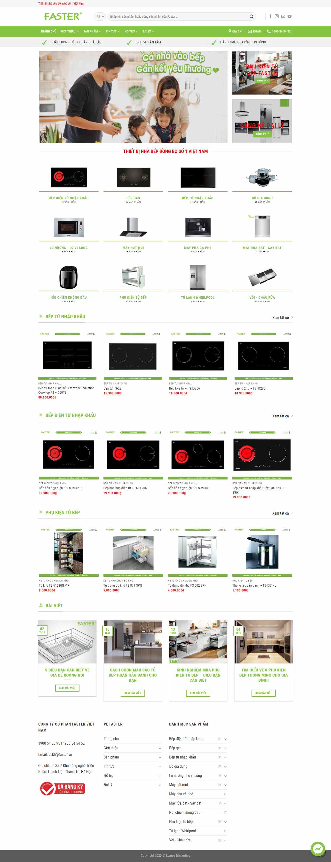 Thiết kế Web thiết bị nhà bếp cao cấp faster.vn