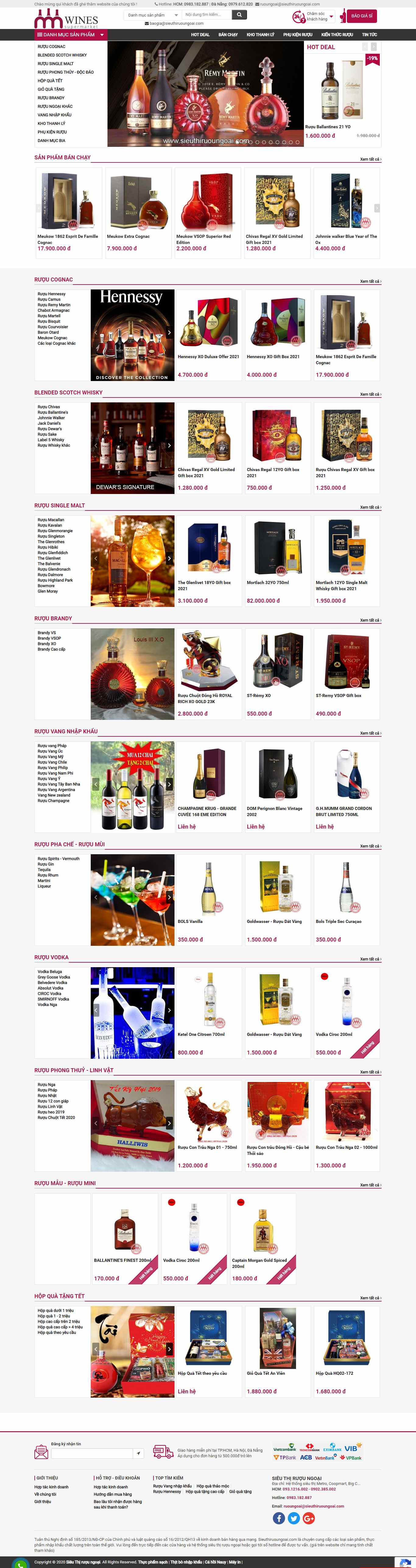 Thiết kế Web bán rượu tây, rượu ta, rượu ngoại sieuthiruoungoai.com