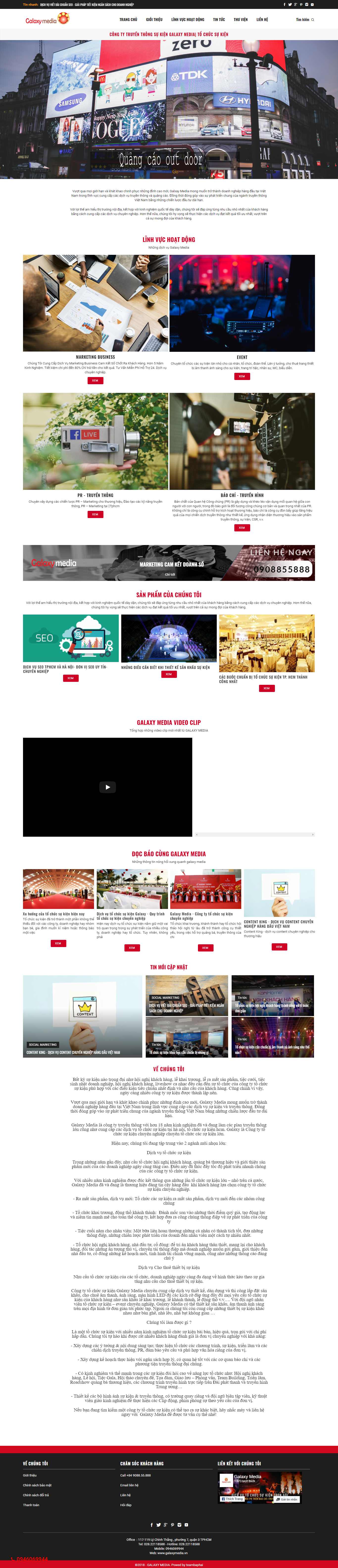 Thiết kế Web tổ chức sự kiện, truyền thông galaxymedia.vn
