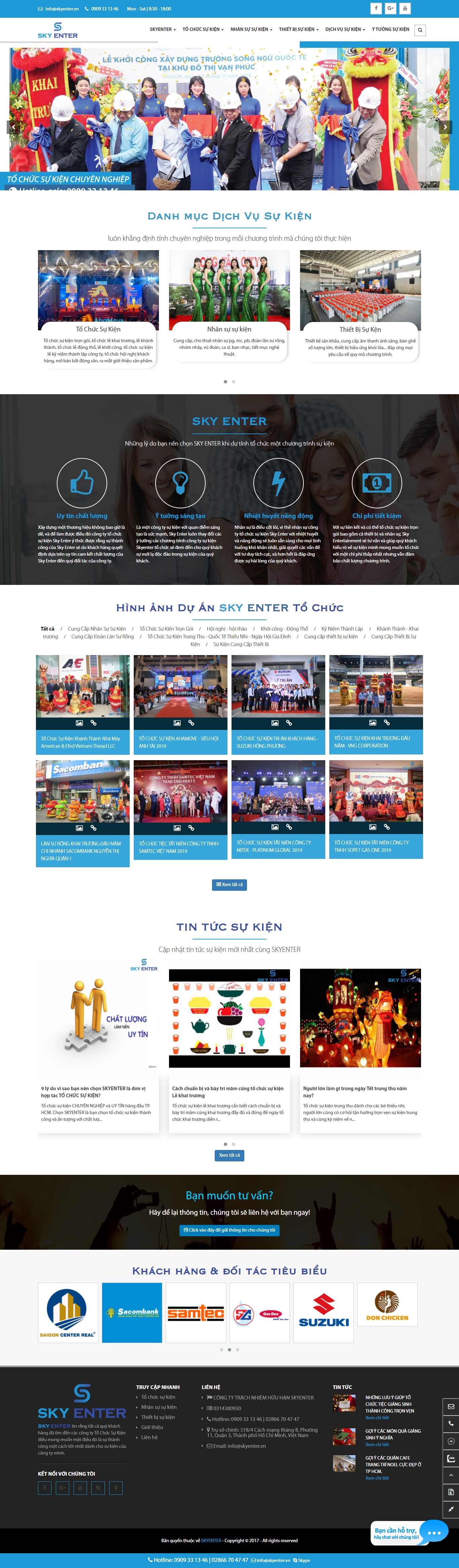 Thiết kế Web tổ chức sự kiện, truyền thông skyenter.vn