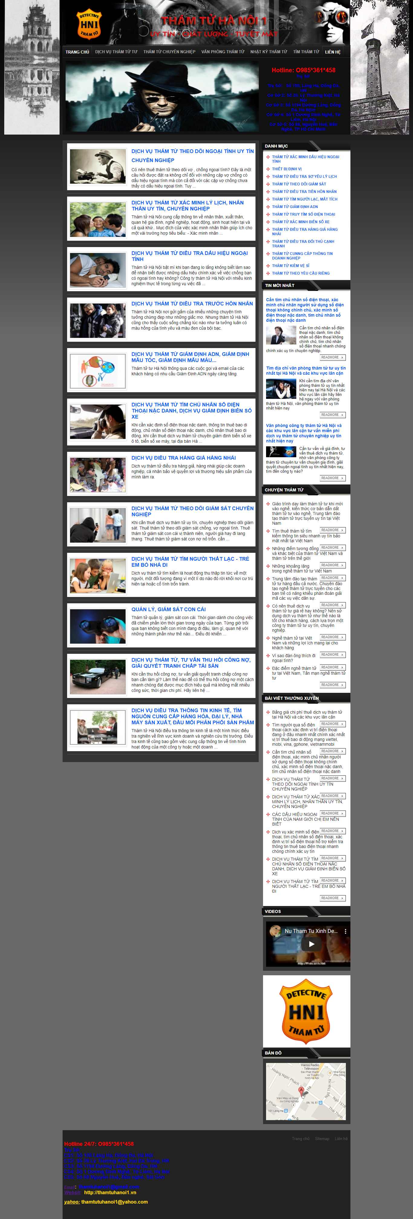 Thiết kế Web công ty thám tử thamtuhanoi1.vn