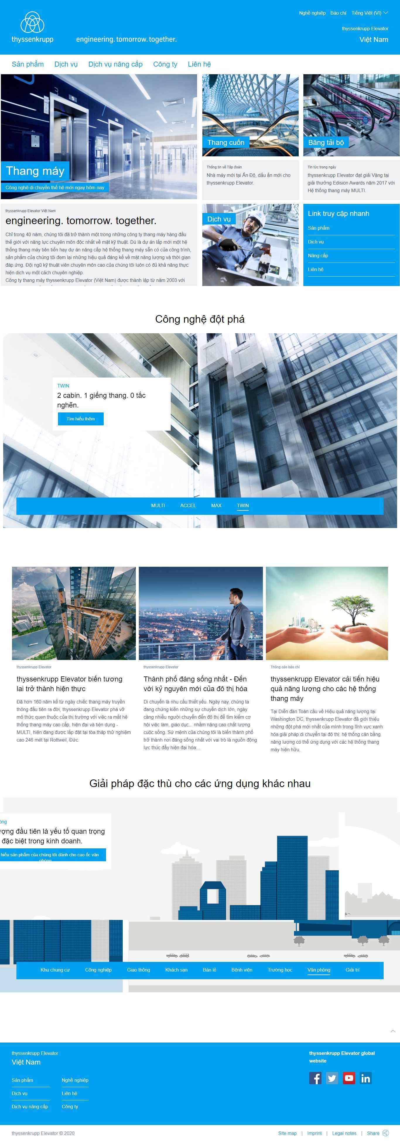 Thiết kế Web bán thang máy thyssenkrupp-elevator.com