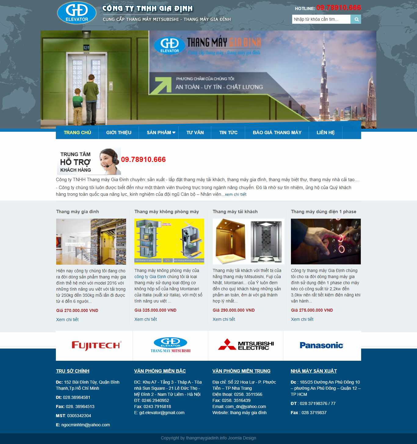 Thiết kế Web bán thang máy thangmayliendoanh.info