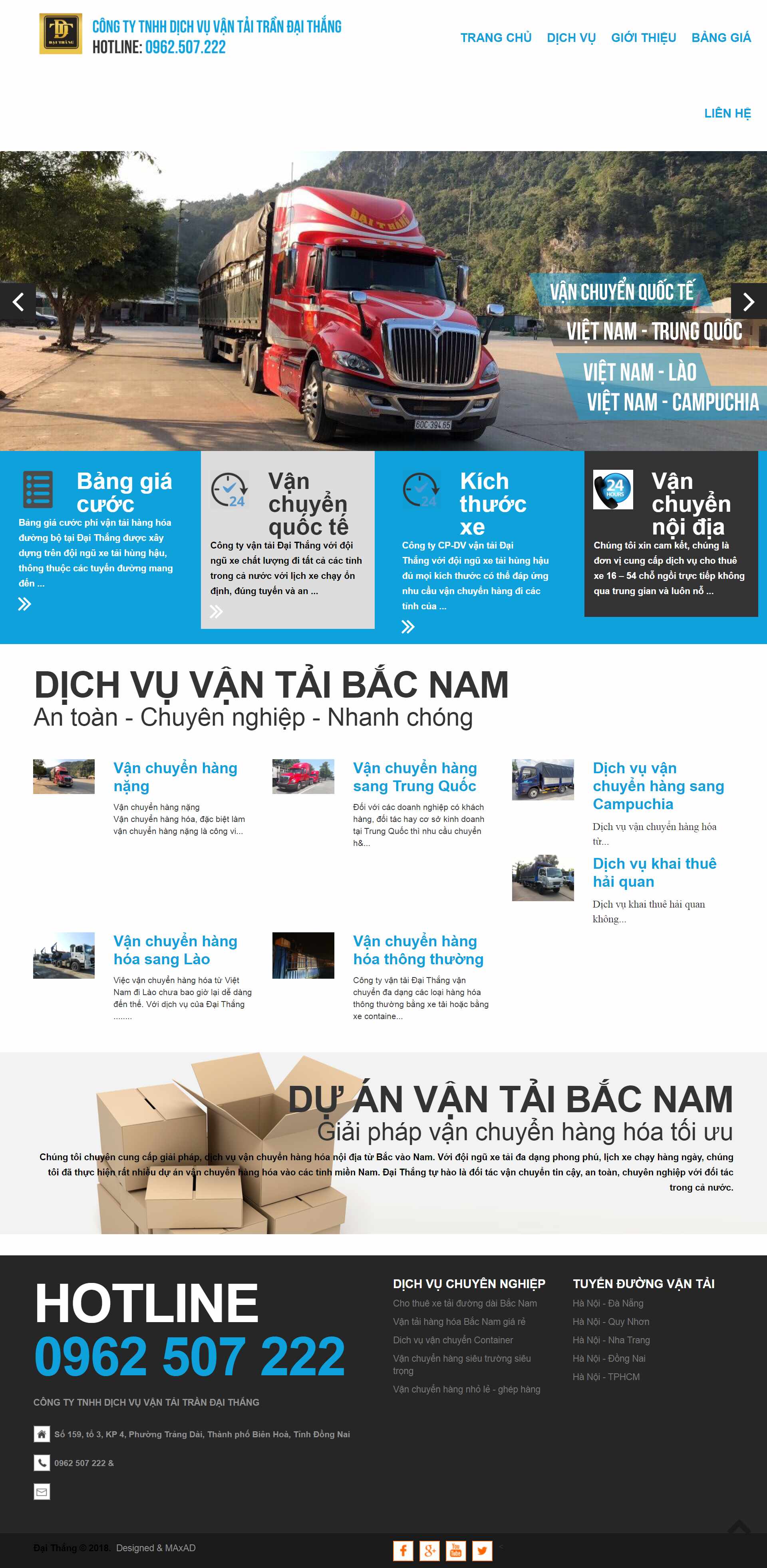 Thiết kế Web vận chuyển kho bãi vanchuyenhanghoadt.com