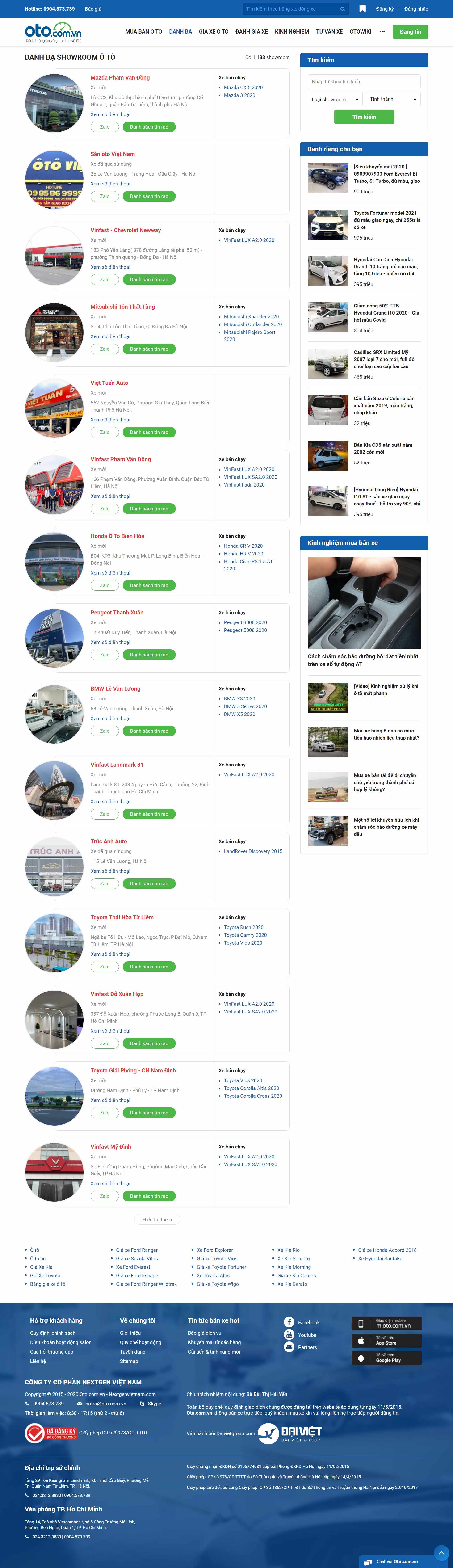 Thiết kế Web Ô tô xe máy oto.com.vn