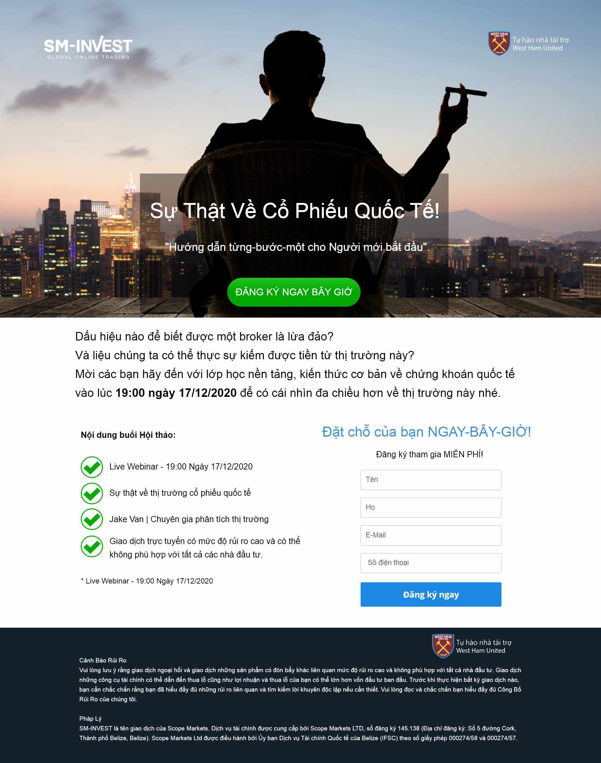 Thiết kế Web chứng khoán tài chính forex landing.sminvest.com