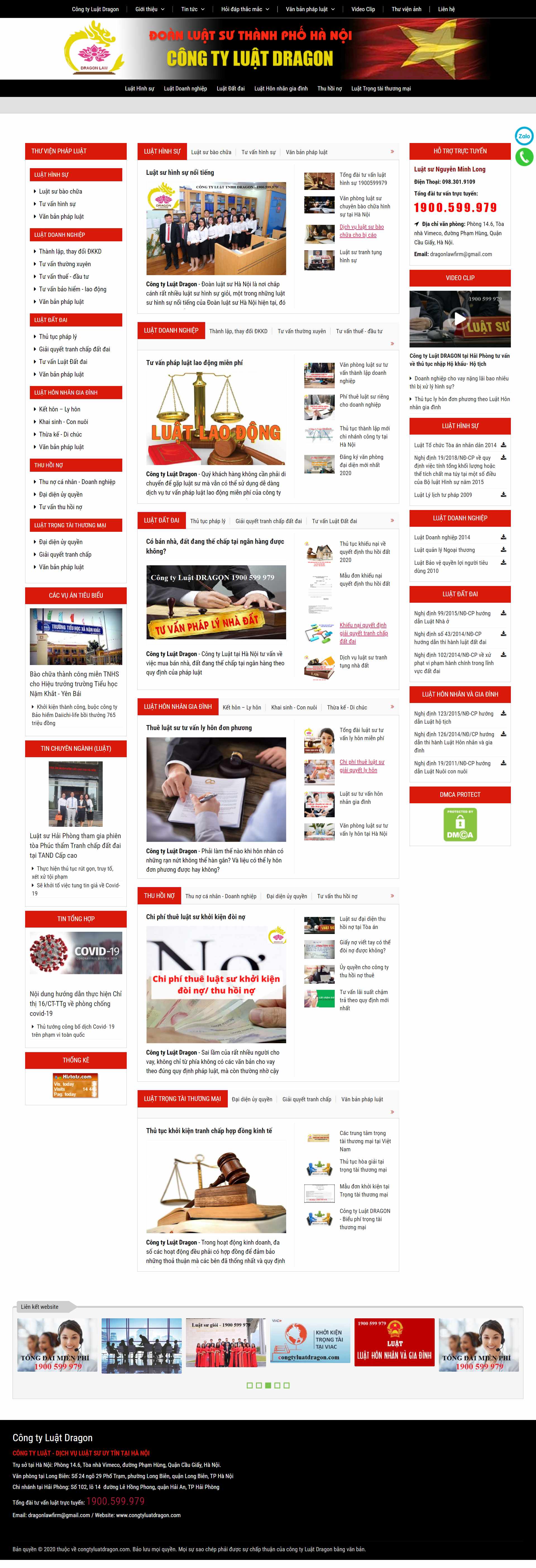 Thiết kế Web luật tòa án tư vấn congtyluatdragon.com