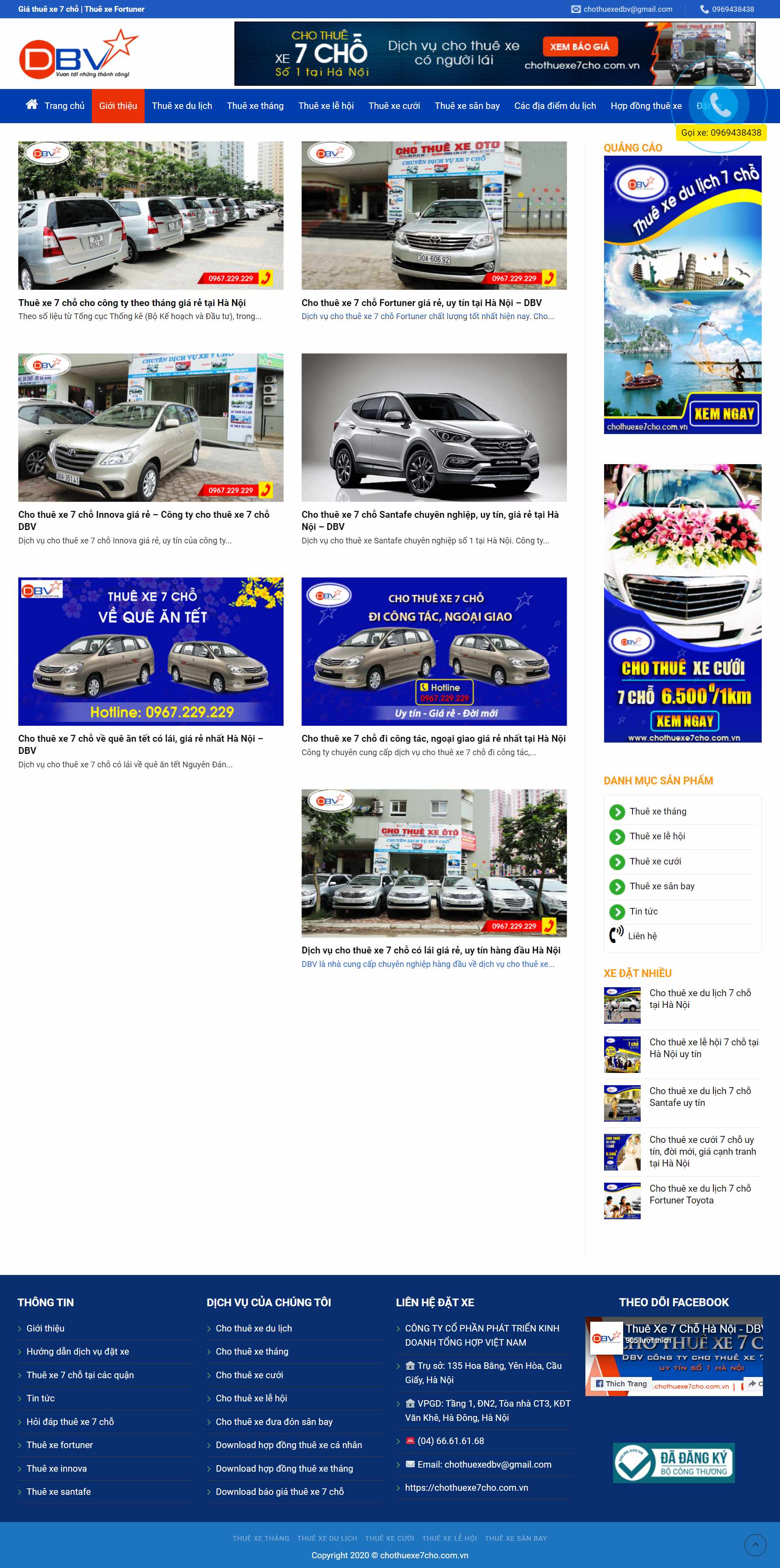 Thiết kế Web cho thuê xe ô tô chothuexe7cho.com.vn