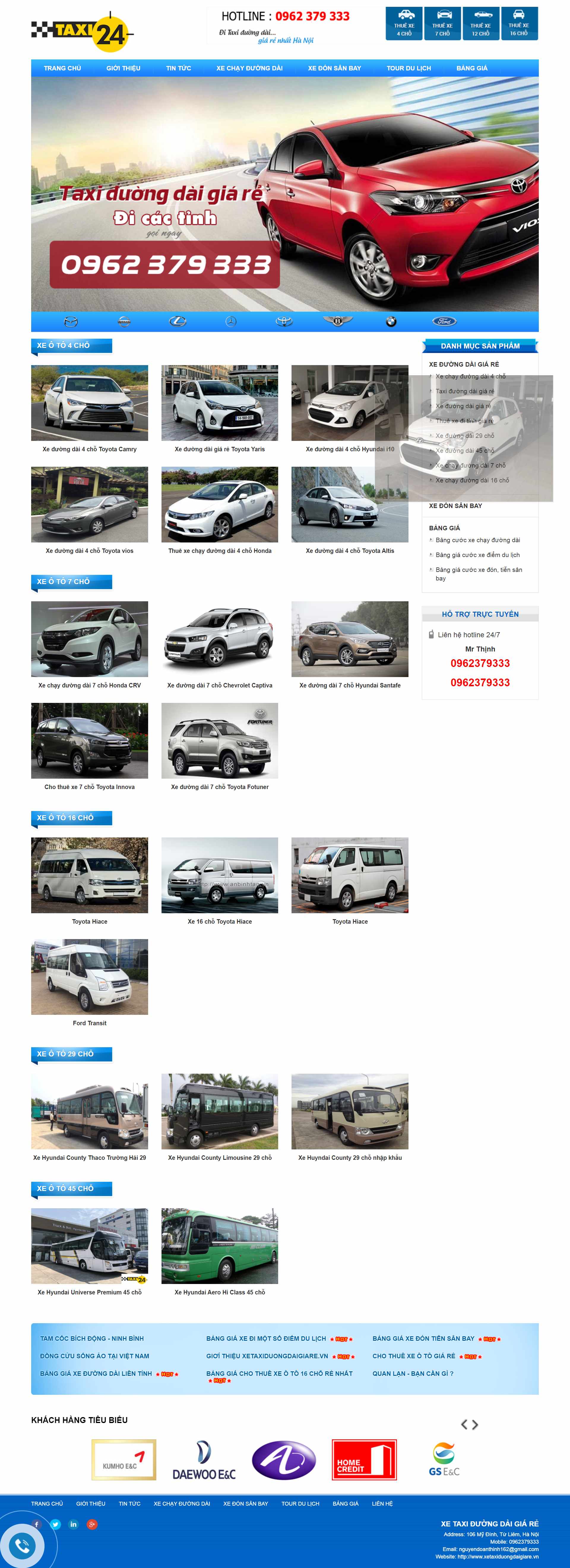 Thiết kế Web cho thuê xe ô tô xetaxiduongdaigiare.vn