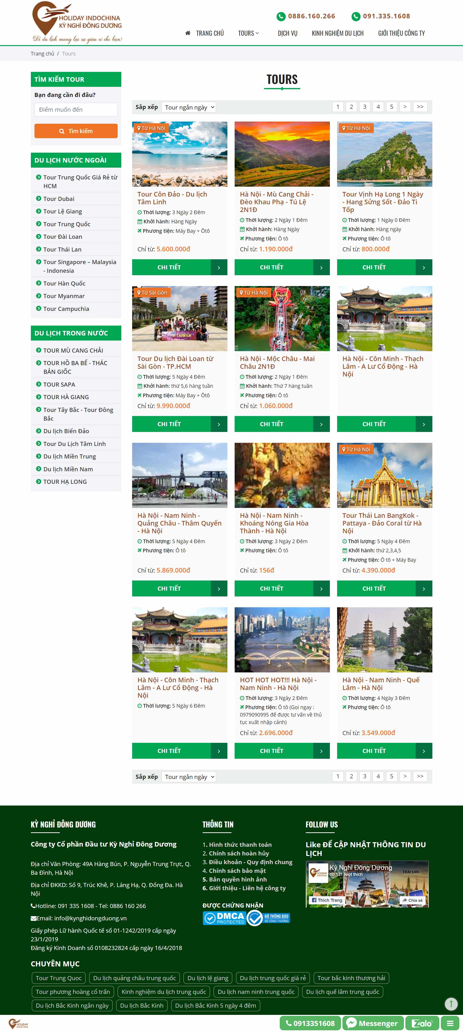 Thiết kế Web du lịch tour kynghidongduong.vn