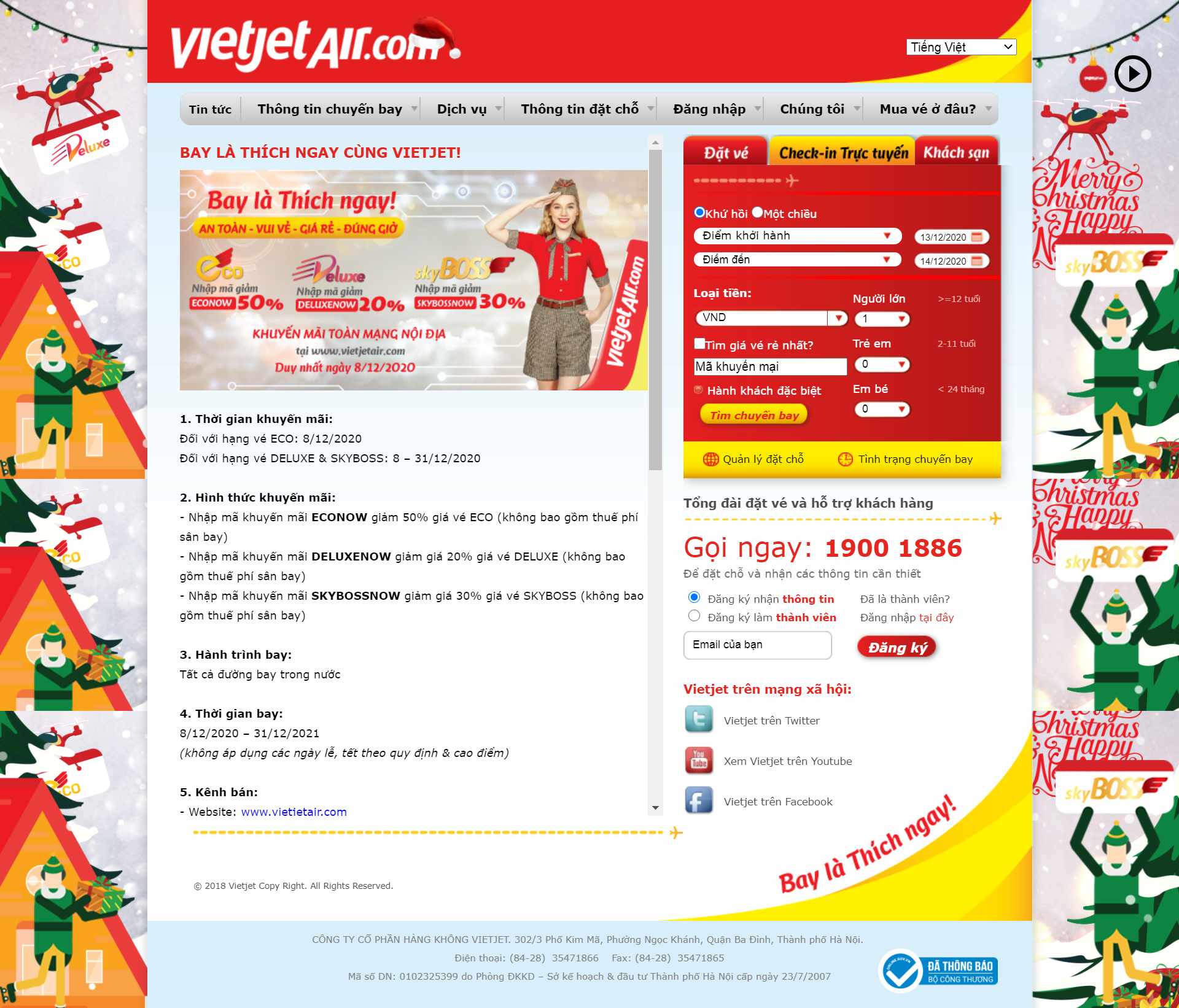Thiết kế Web đặt vé máy bay trực tuyến vietjetair.com