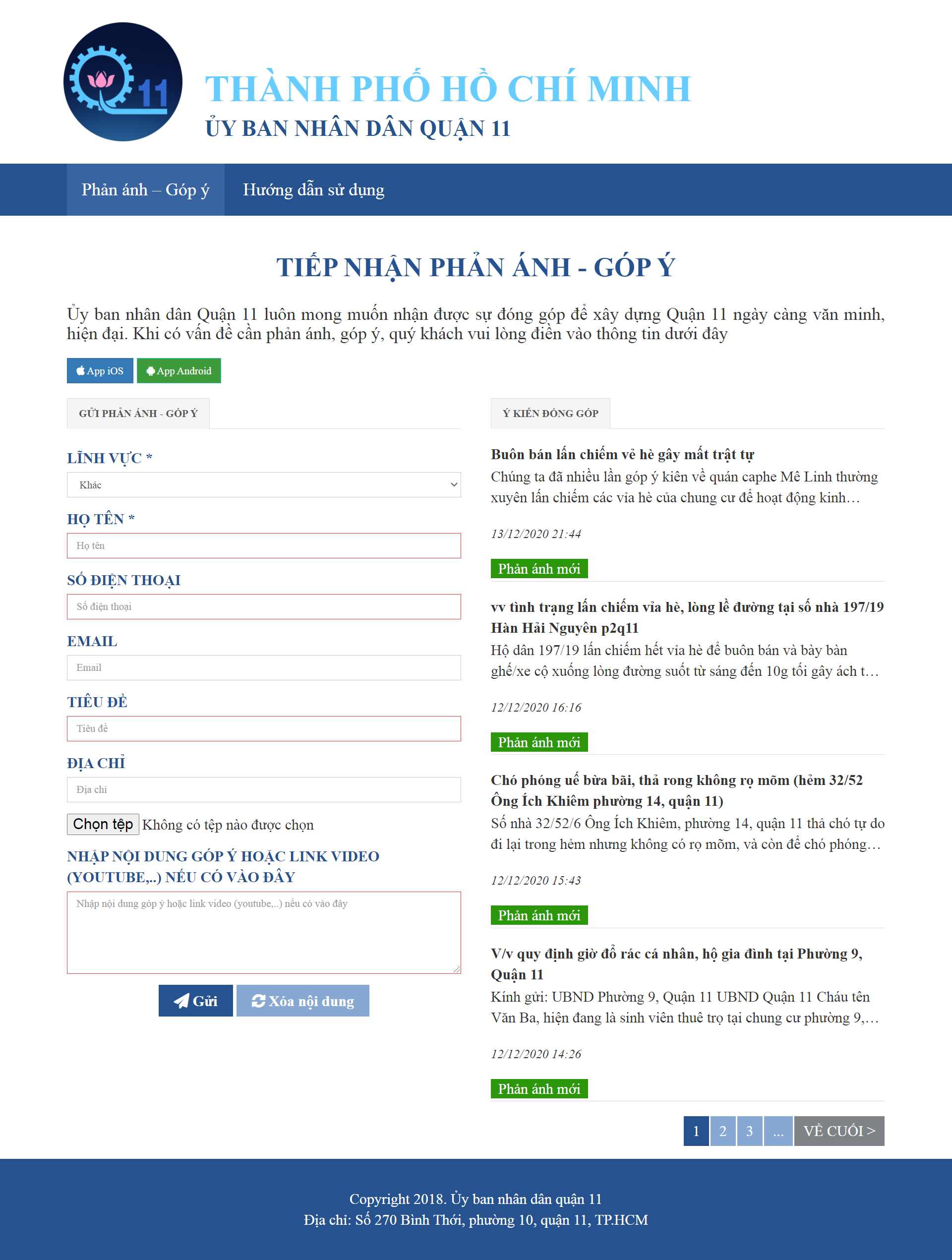 Thiết kế Web quận 11 quan11-tructuyen.tphcm.gov.vn