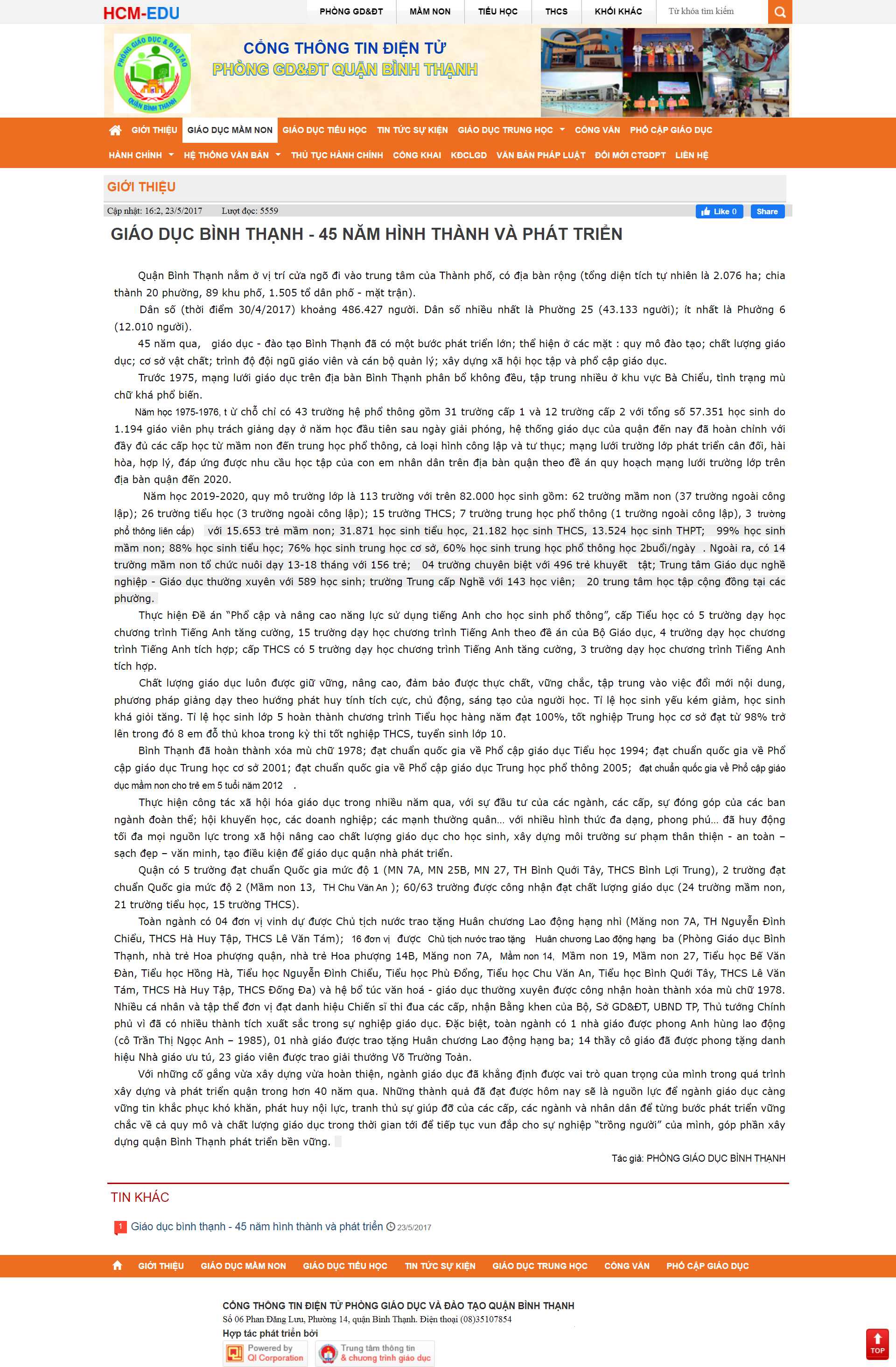 Thiết kế Web quận bình thạnh pgdbinhthanh.hcm.edu.vn