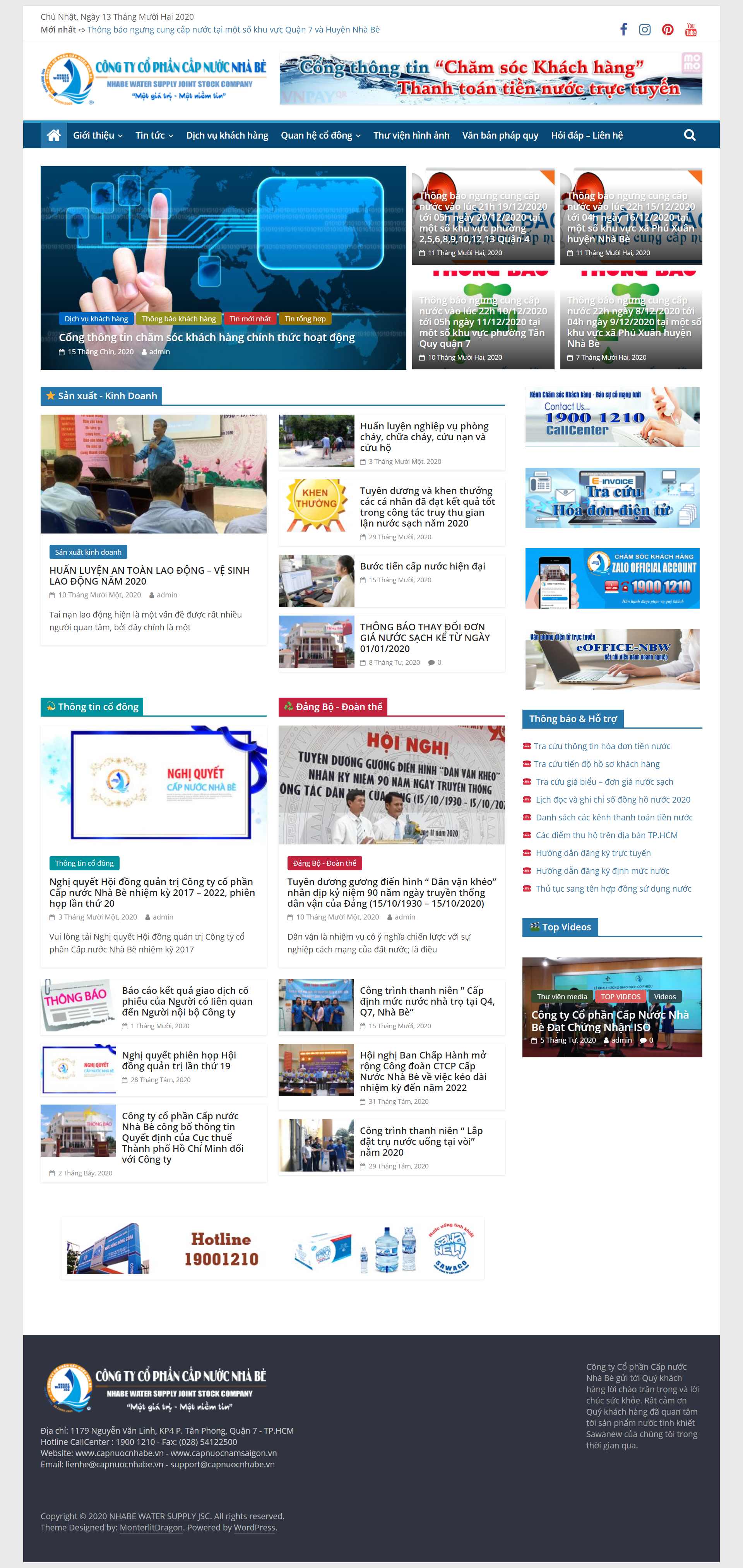 Thiết kế Web huyện nhà bè capnuocnhabe.vn