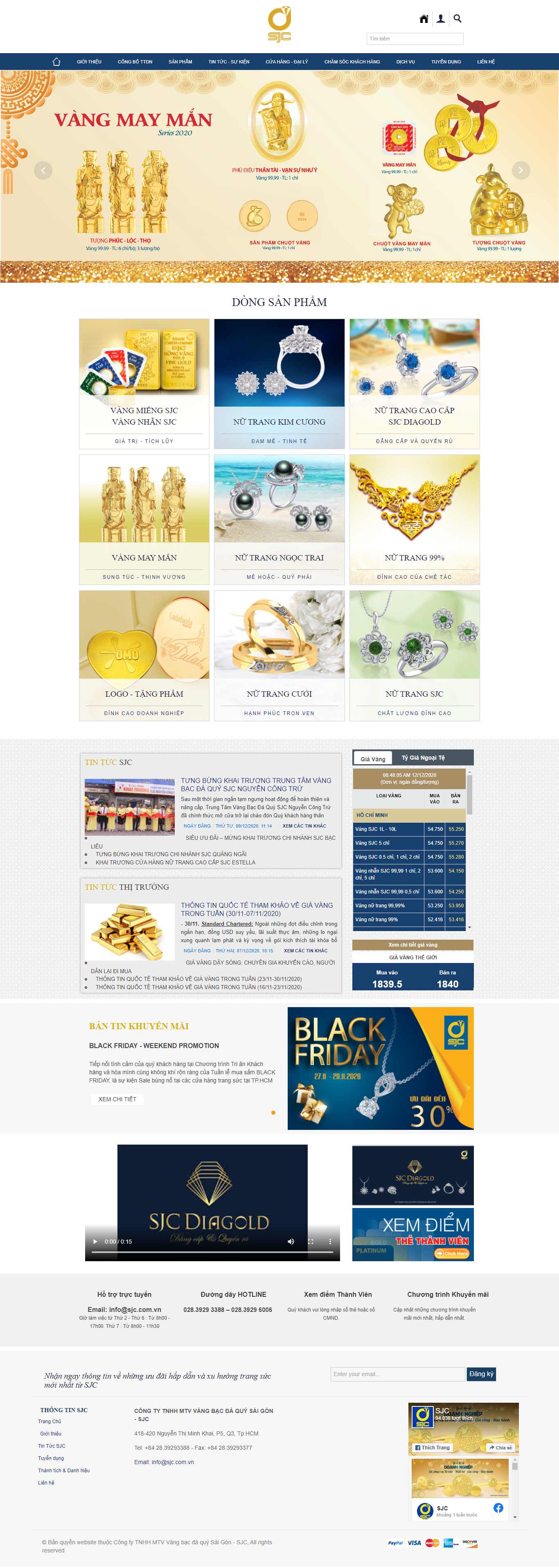 Thiết kế Web vàng bạc, đá quý, trang sức sjc.com.vn