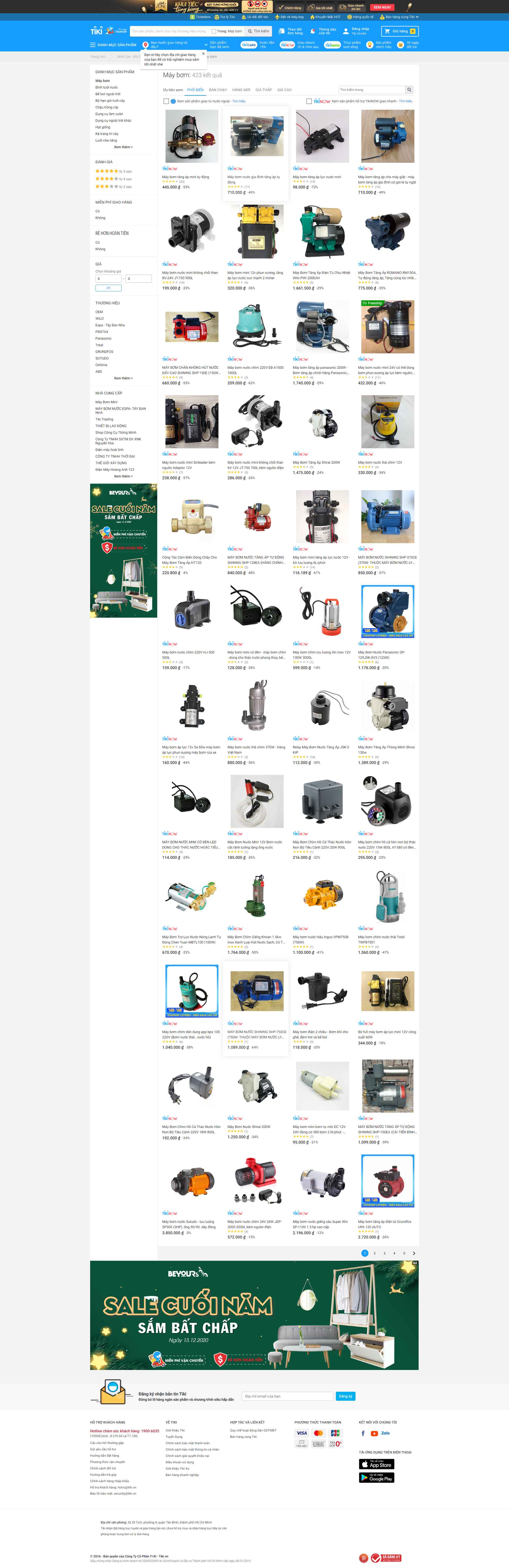 Thiết kế Web bán máy bơm tiki.vn