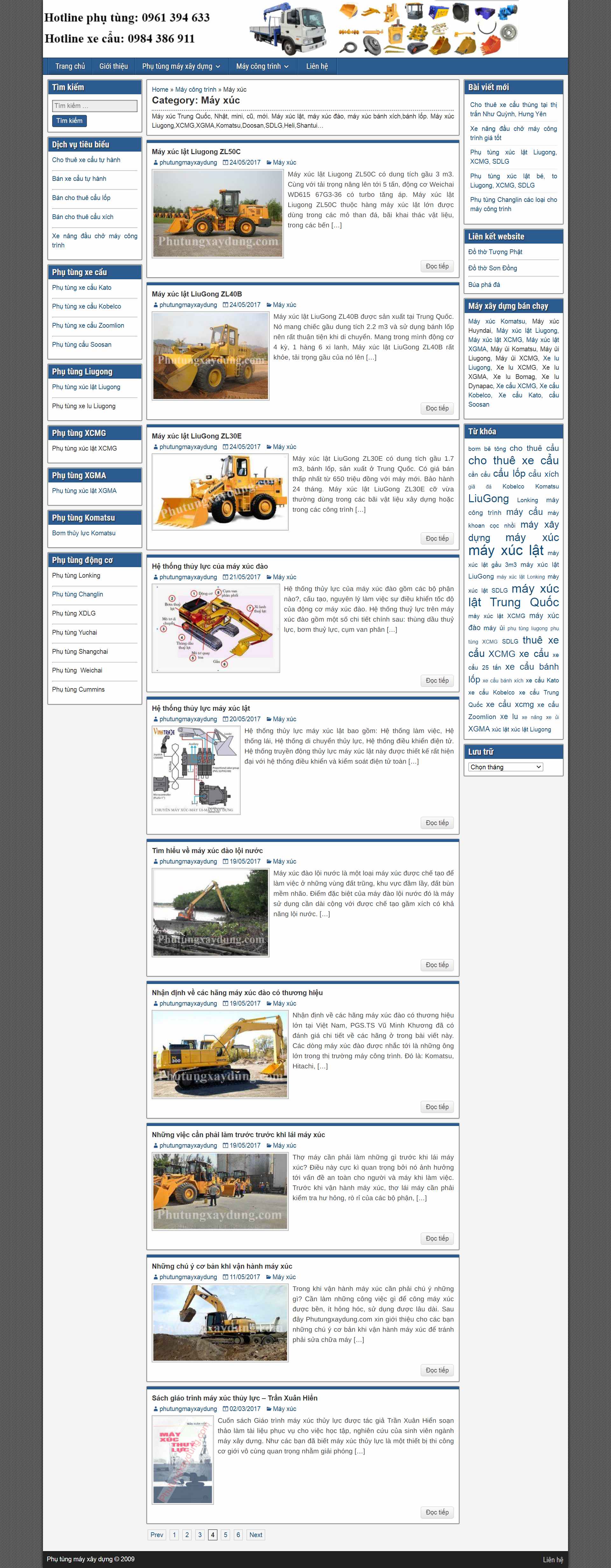 Thiết kế Web máy xúc, cần cẩu, máy công trình phutungxaydung.com