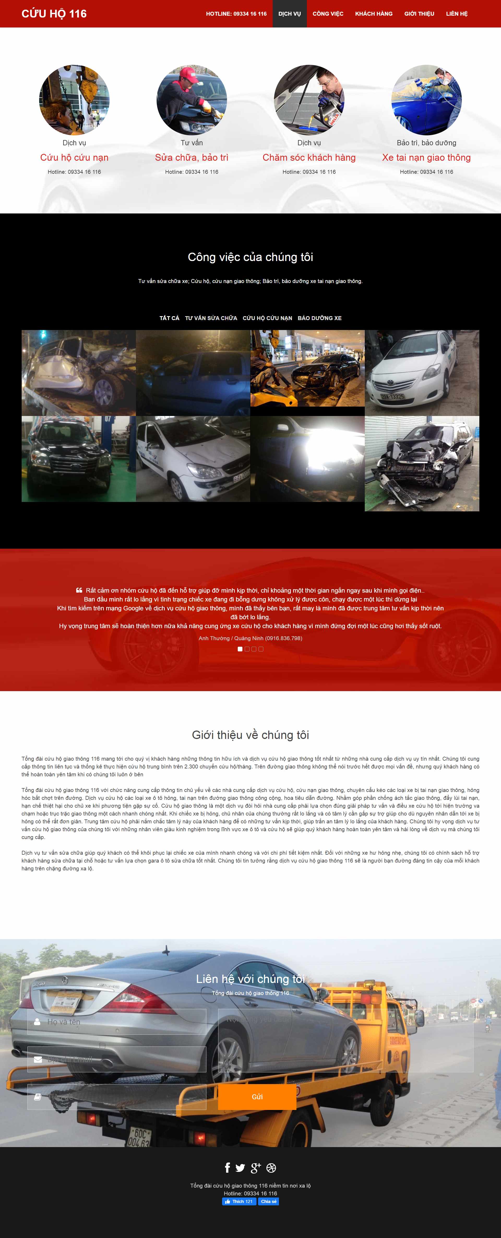 Thiết kế Web dịch vụ cứu hộ ô tô, xe máy cuuho116.vn