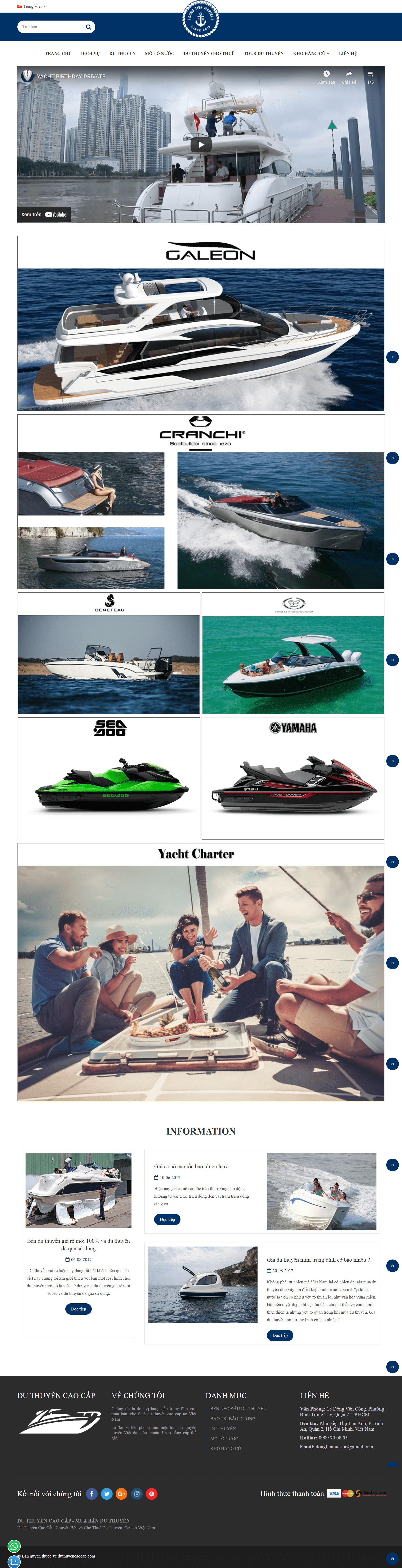 Thiết kế Web bán du thuyền cano duthuyencaocap.com