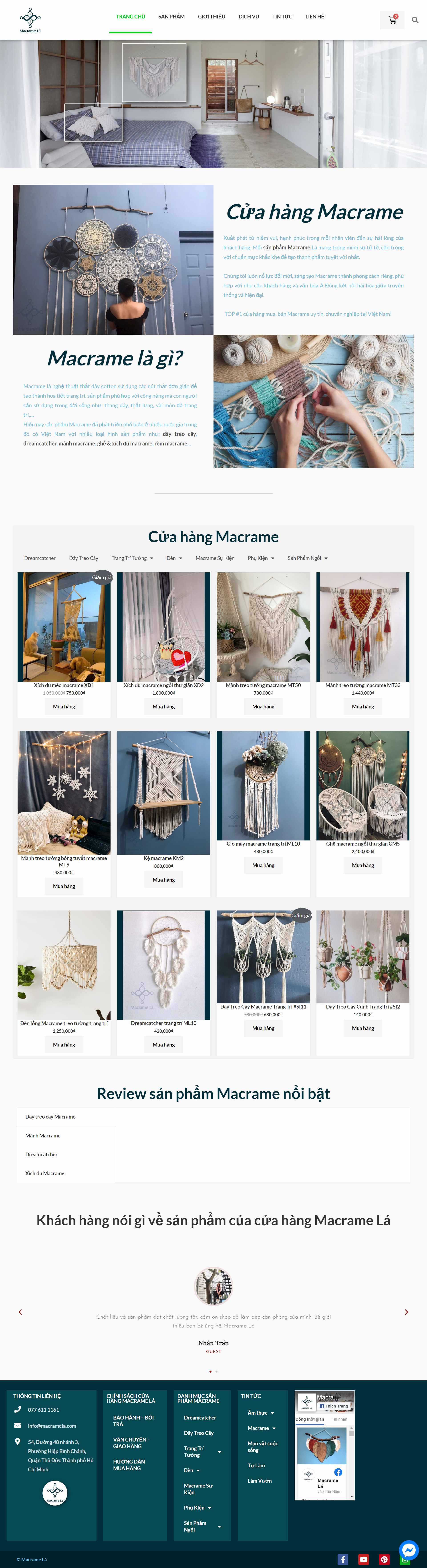 Thiết kế Web bán đồ handmade macramela.com