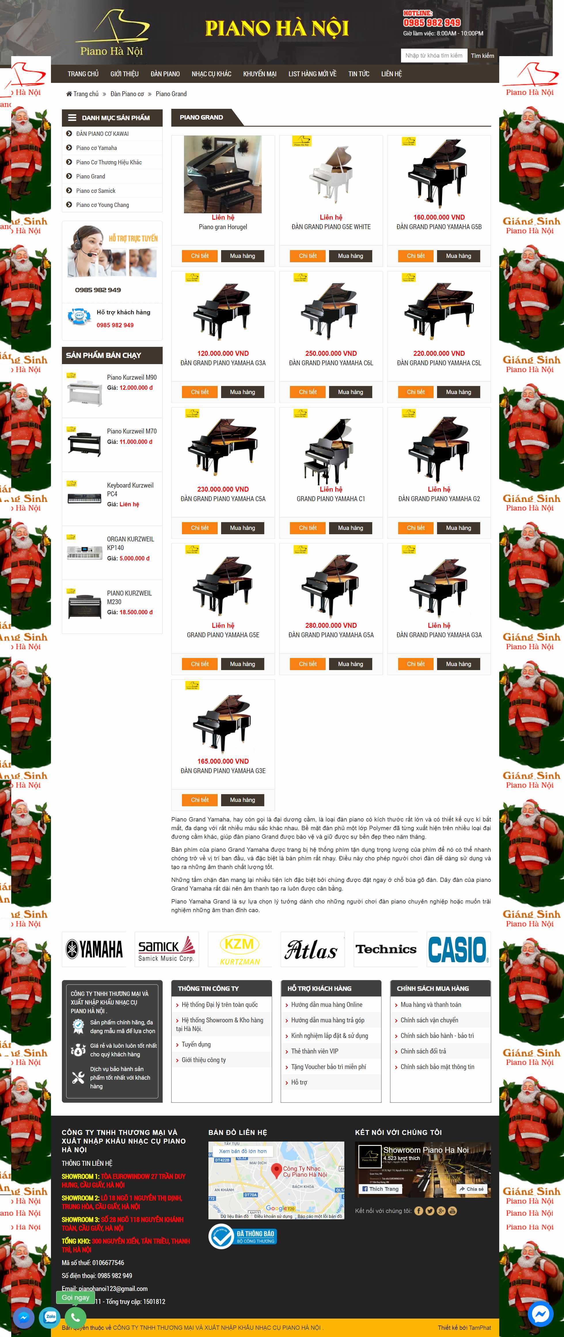 Thiết kế Web bán đàn piano, guita, organ pianohanoi.com