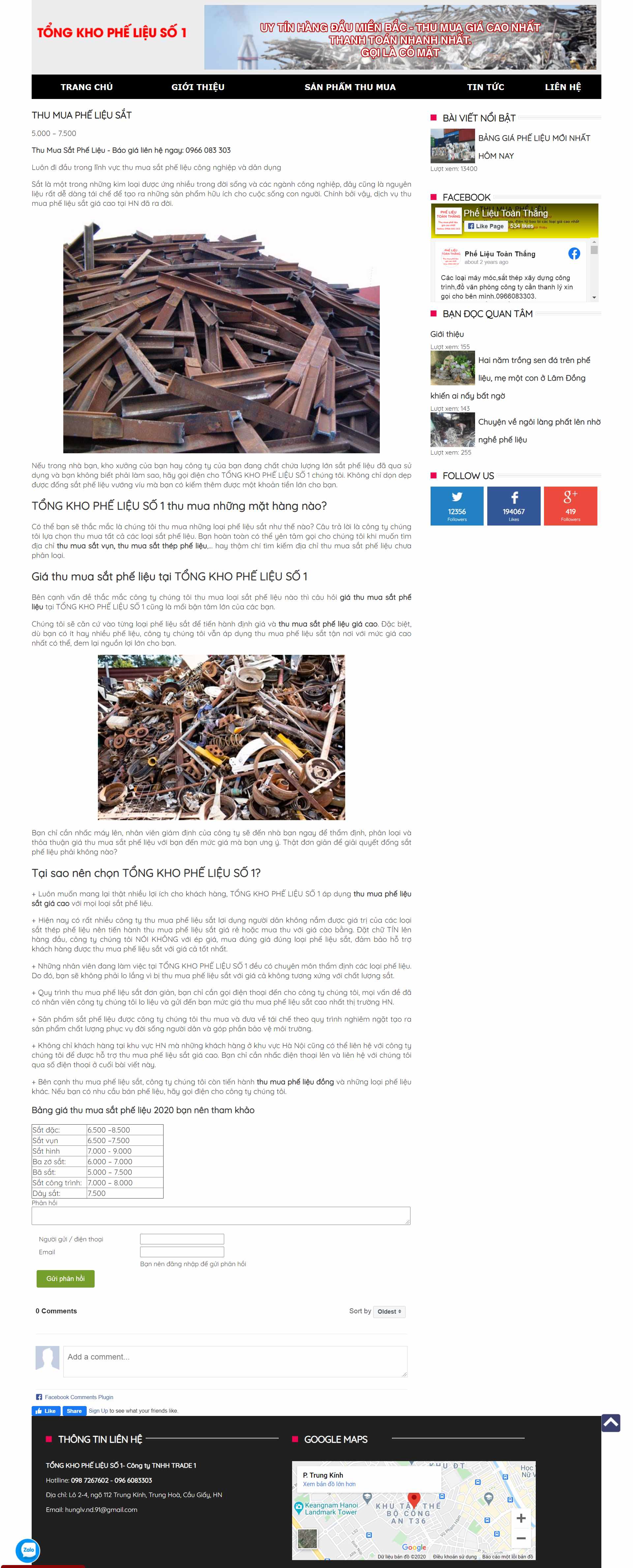 Thiết kế Web mua bán sắt vụn thumuaphelieumb.com