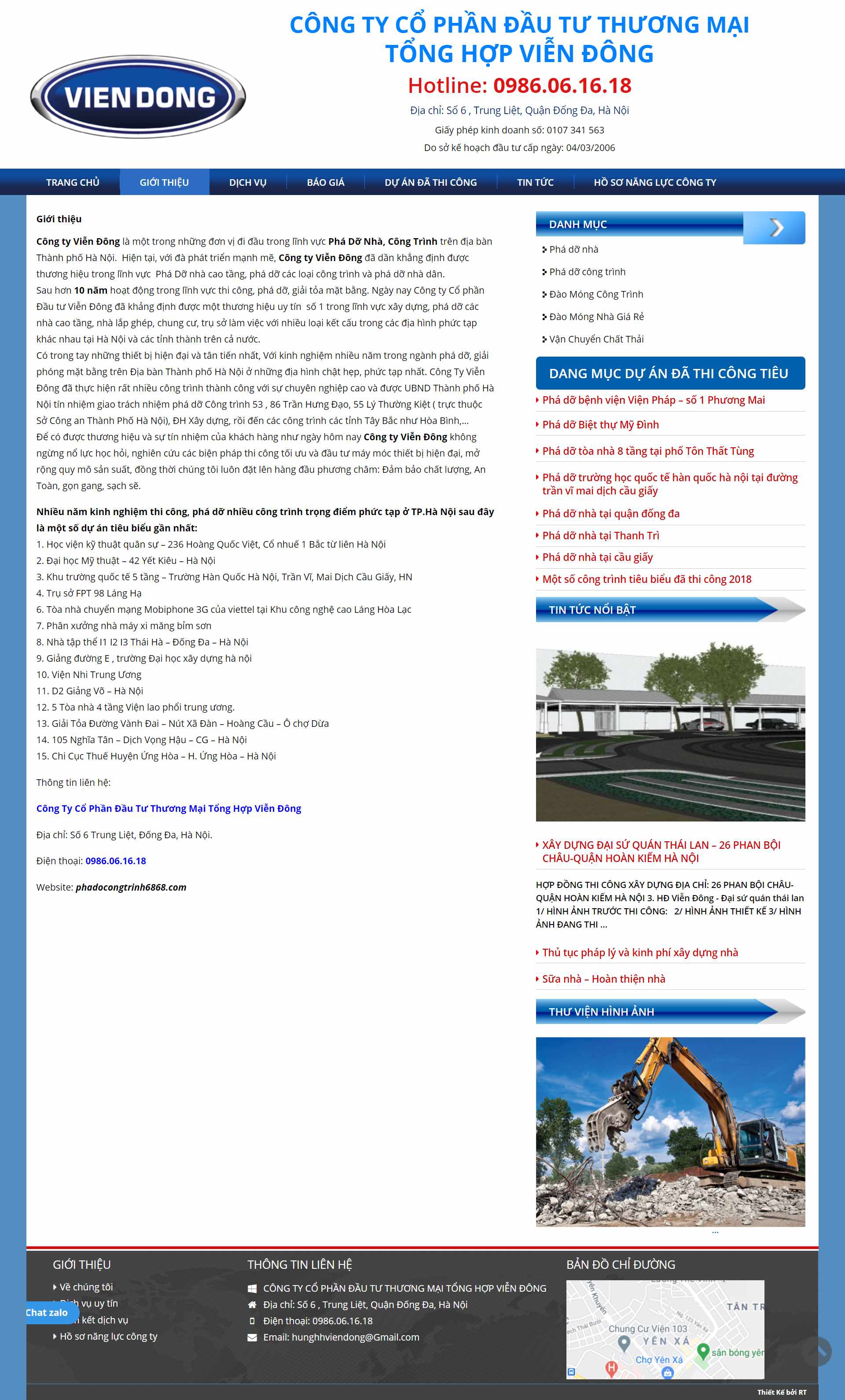Thiết kế Web phá dỡ công trình phadocongtrinh6868.com