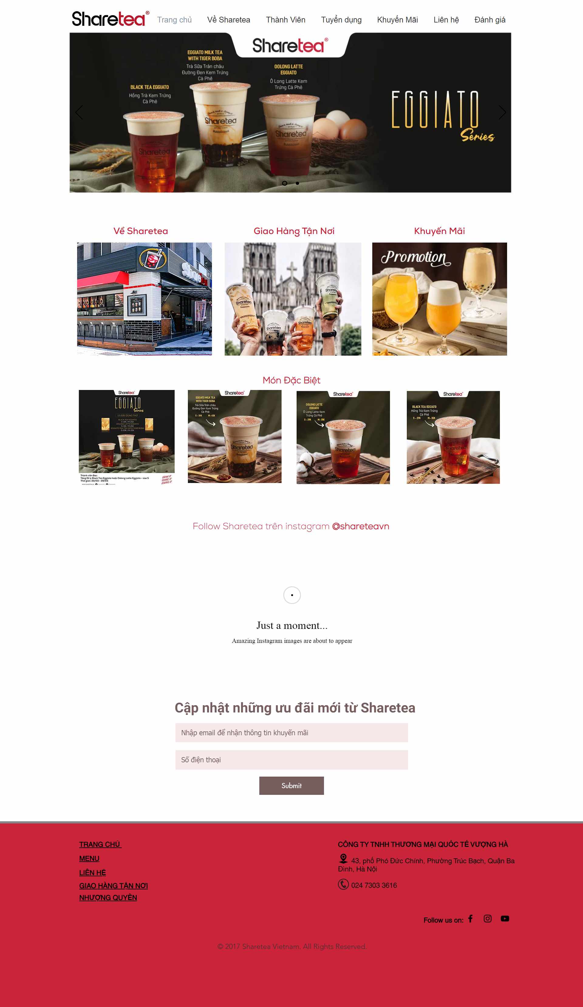 Thiết kế Web quán trà sữa sharetea.vn