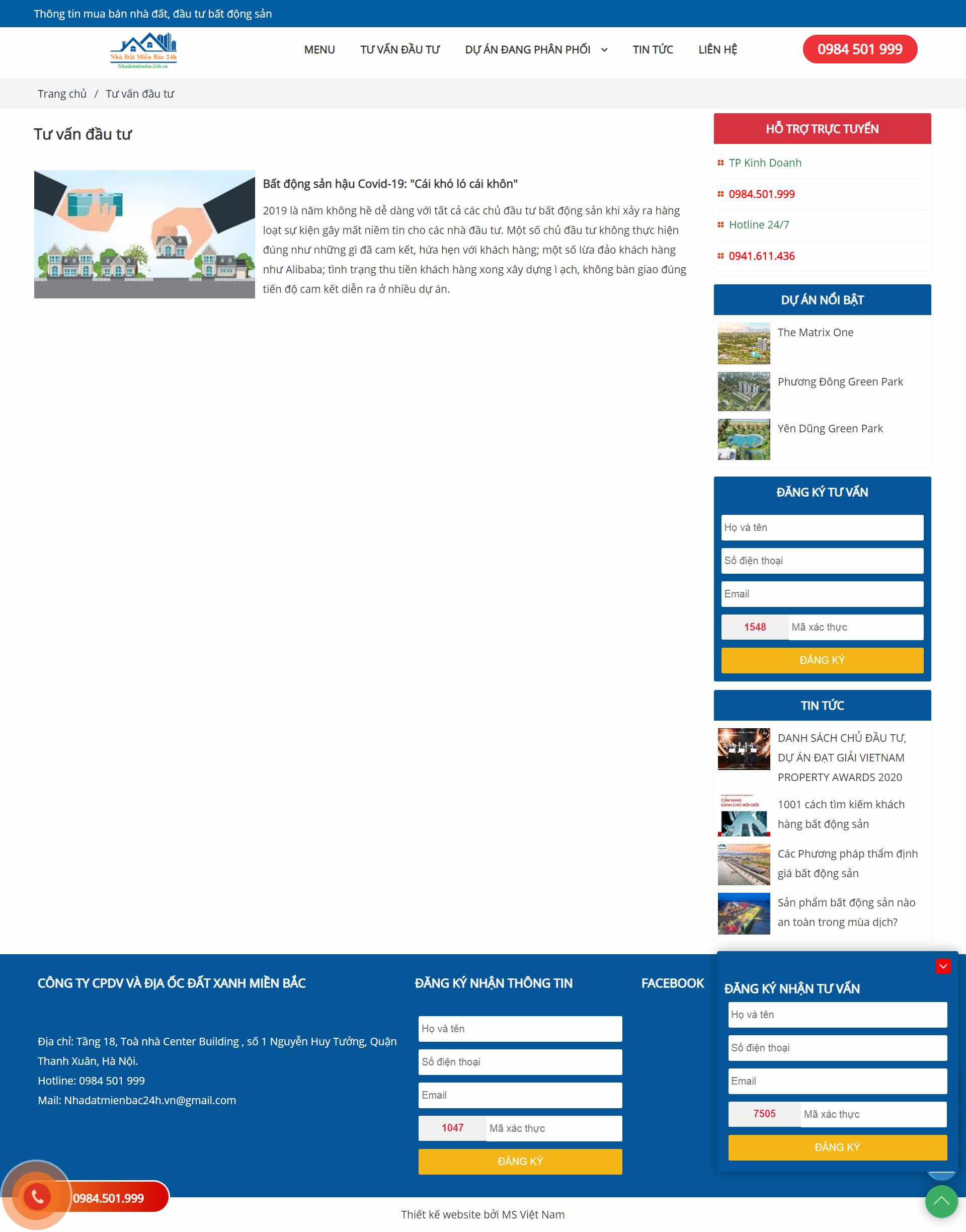 Thiết kế Web bất động sản  nhà đất nhadatmienbac24h.vn